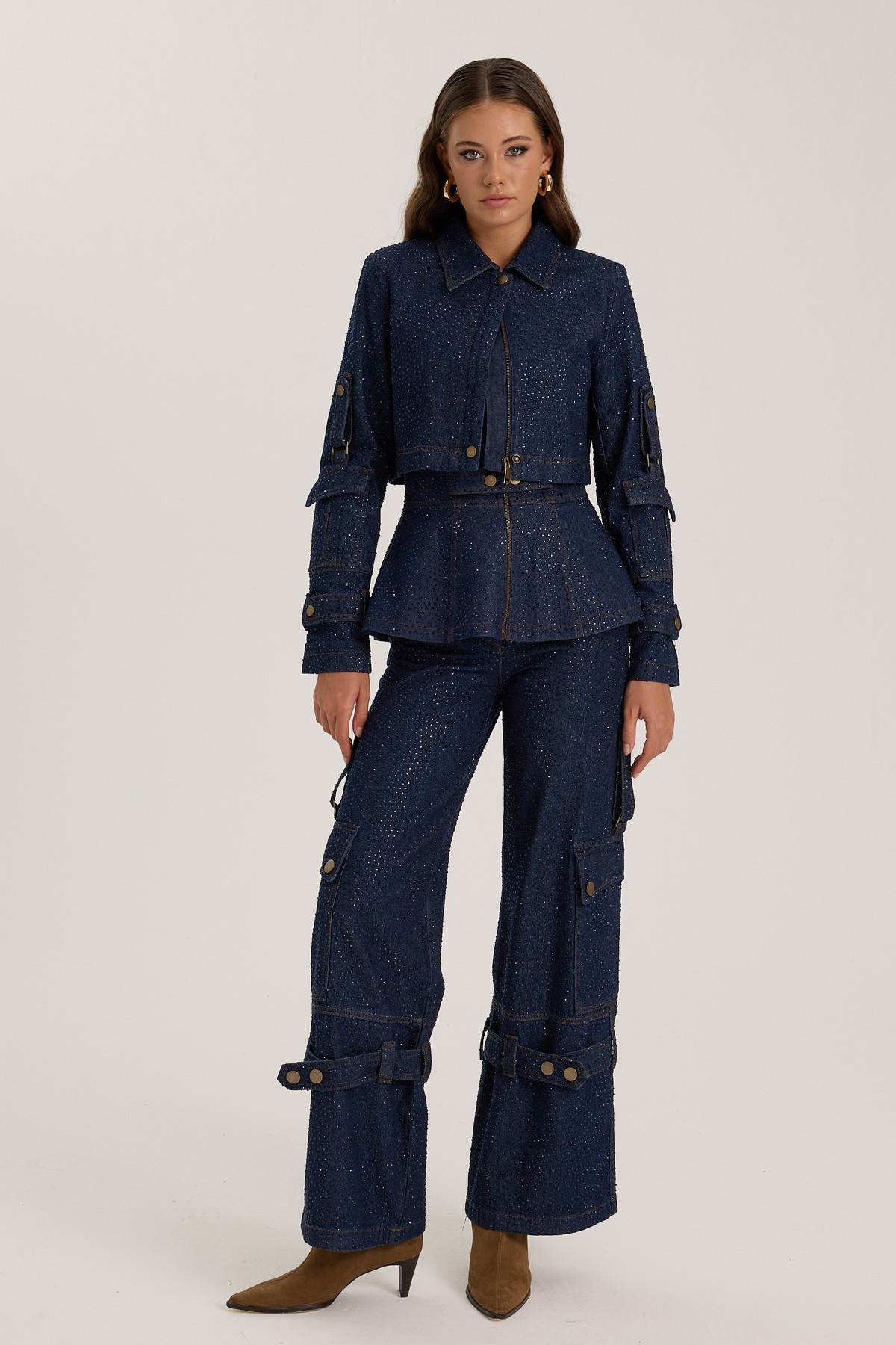 The Rebel Crystal Denim Pant DARK BLUE