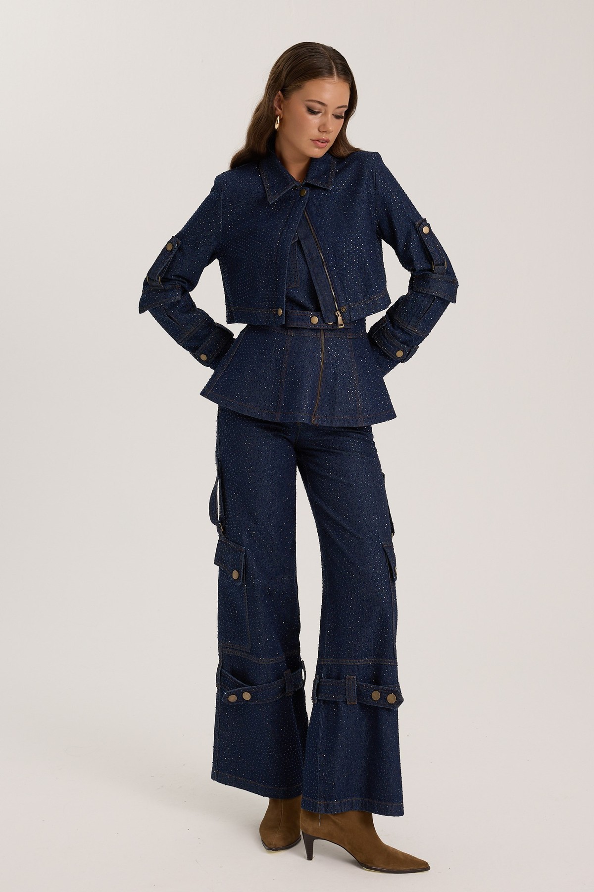 The Rebel Crystal Denim Pant DARK BLUE