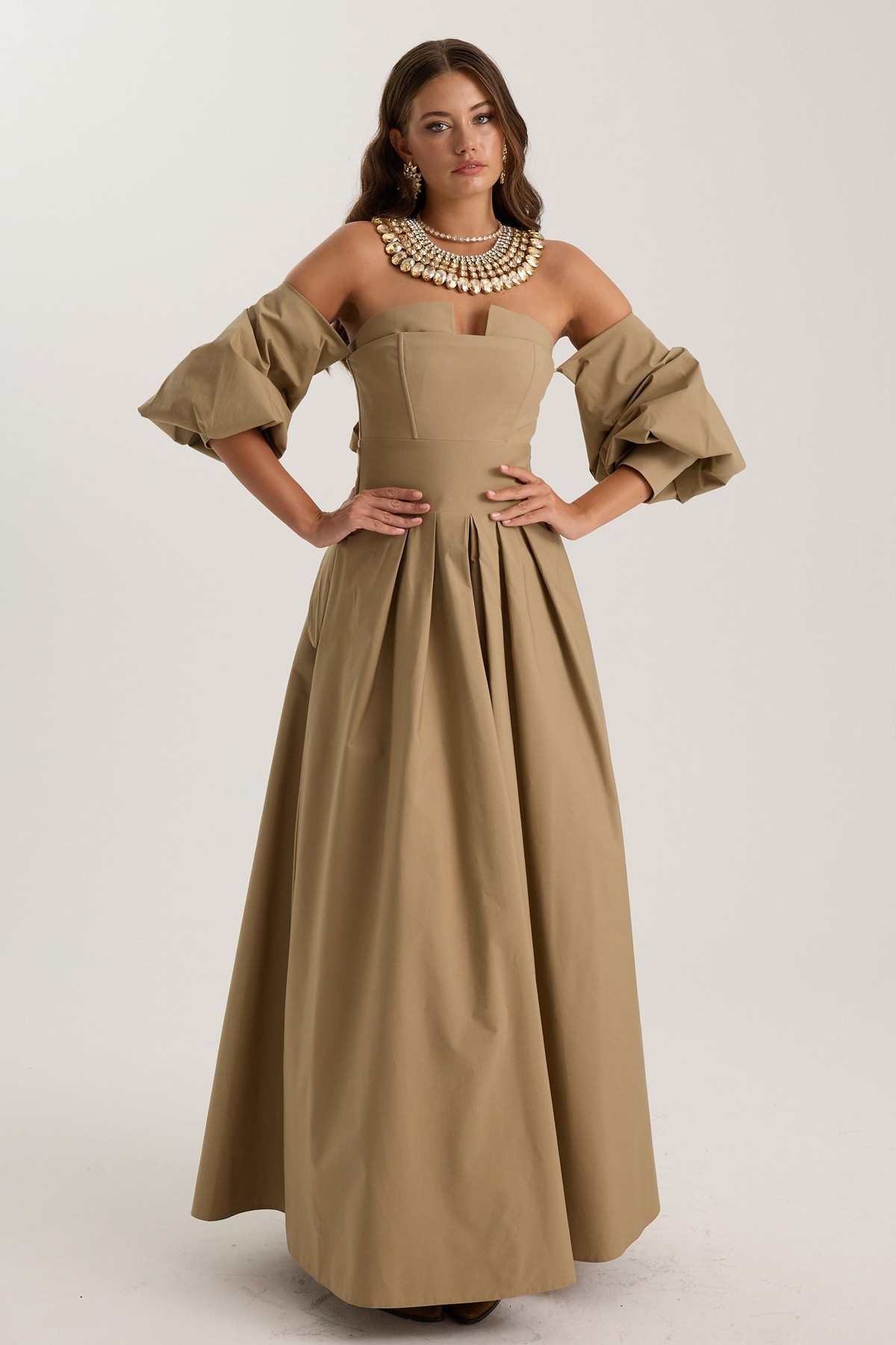 The Reform Iconic Maxi Dress Bronze Brown