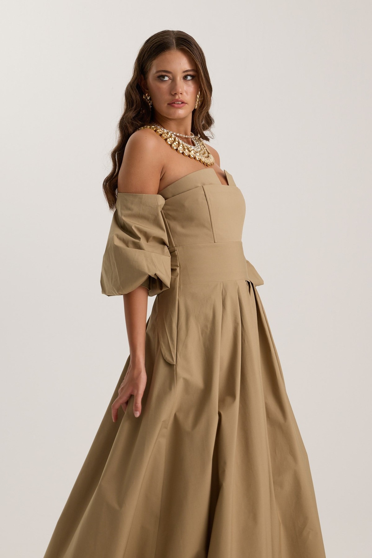 The Reform Iconic Maxi Dress Bronze Brown