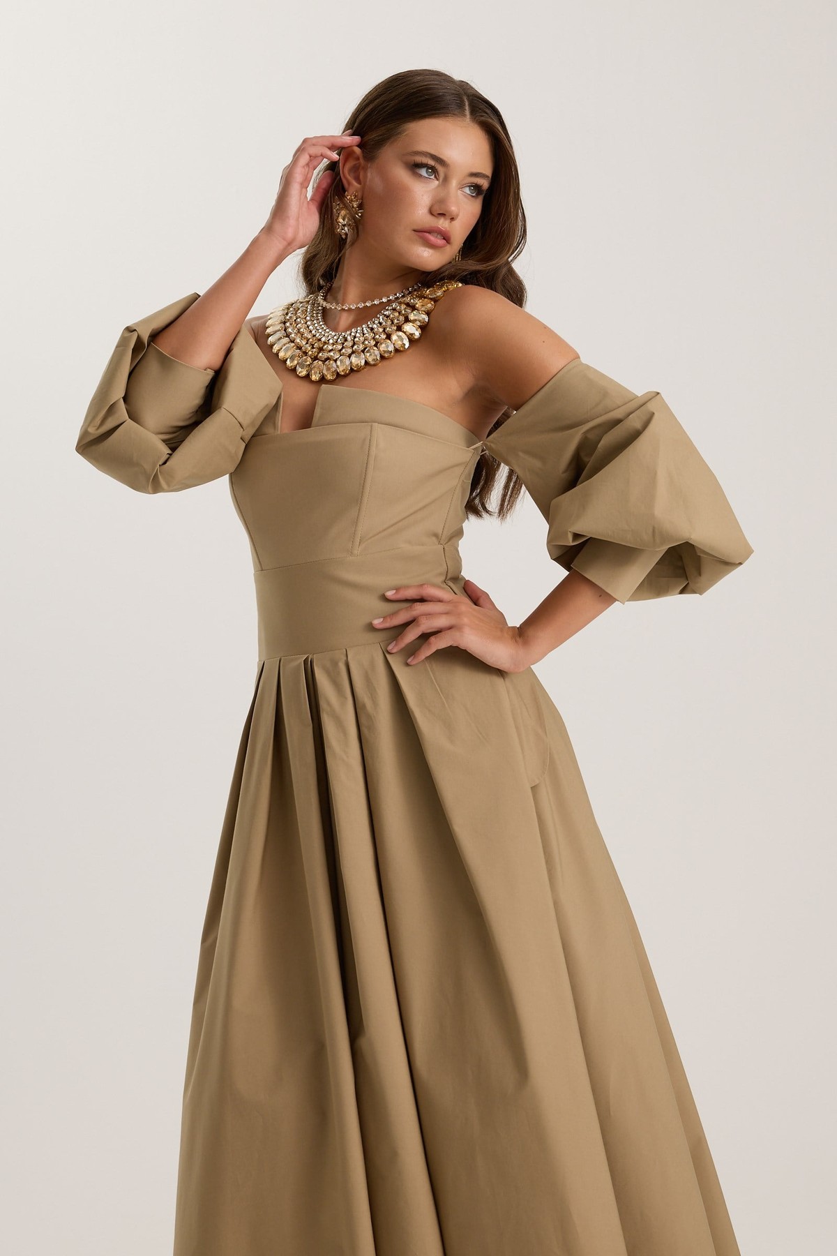 The Reform Iconic Maxi Dress Bronze Brown