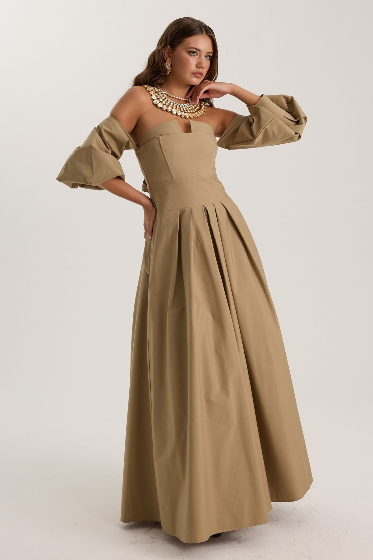 The Reform Iconic Maxi Dress Bronze Brown