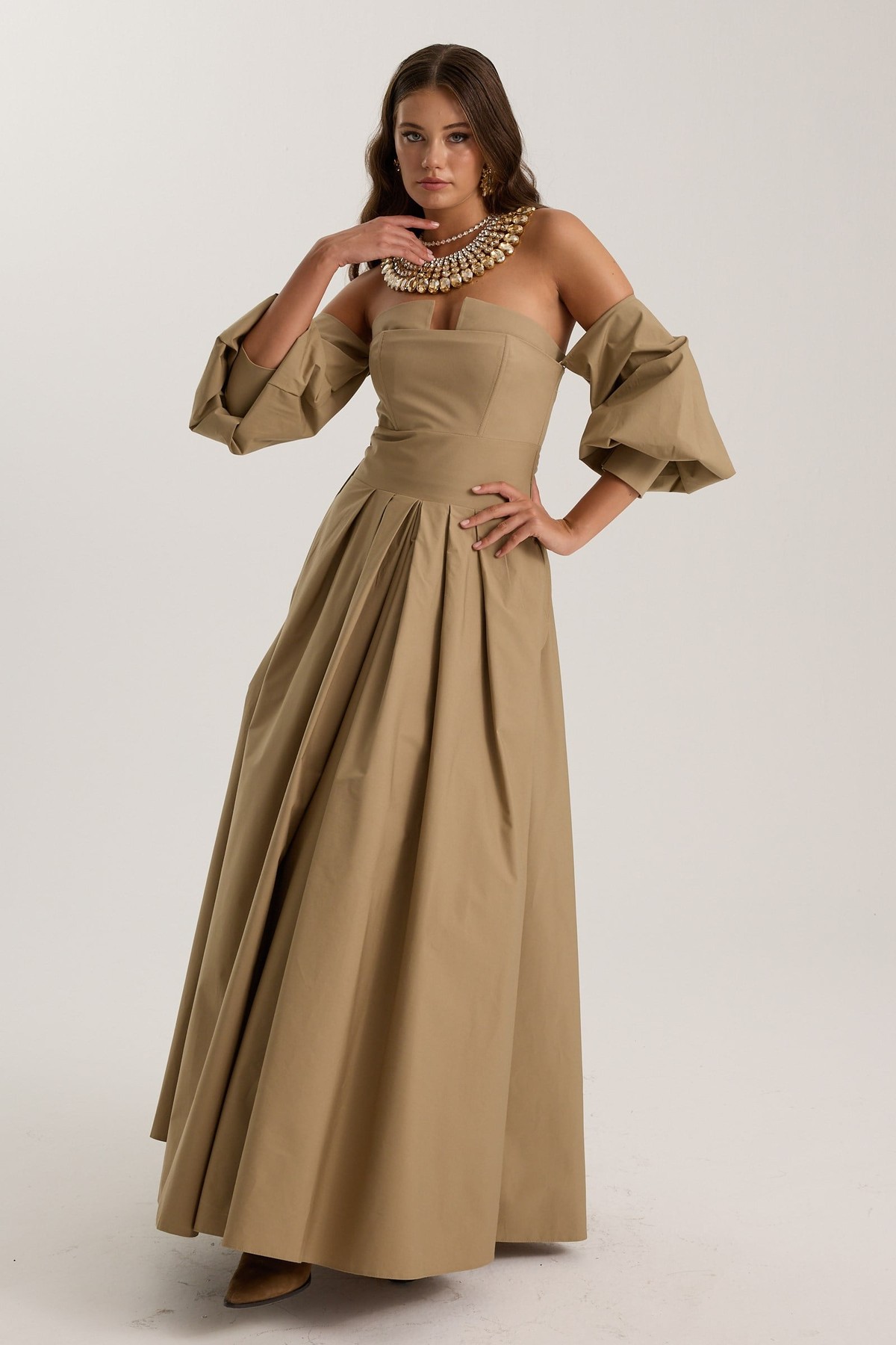 The Reform Iconic Maxi Dress Bronze Brown