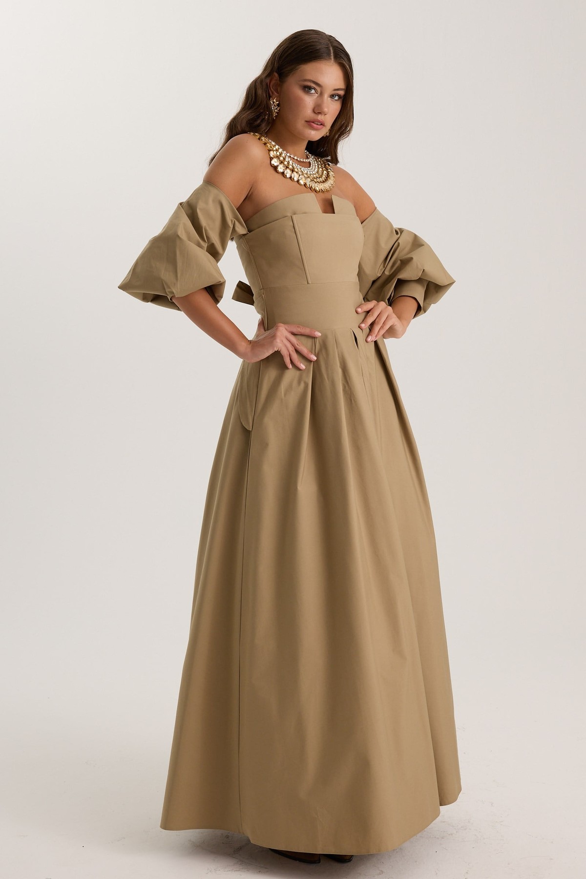 The Reform Iconic Maxi Dress Bronze Brown