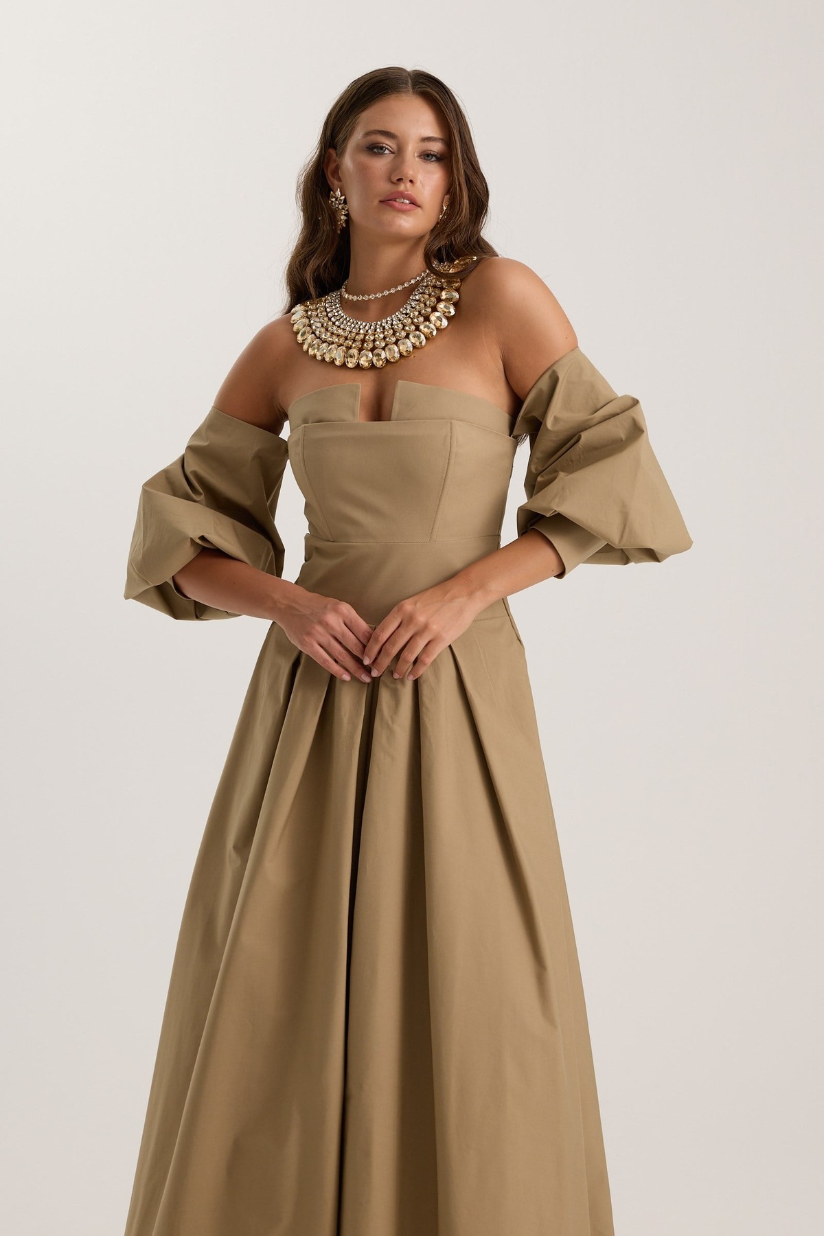 The Reform Iconic Maxi Dress Bronze Brown