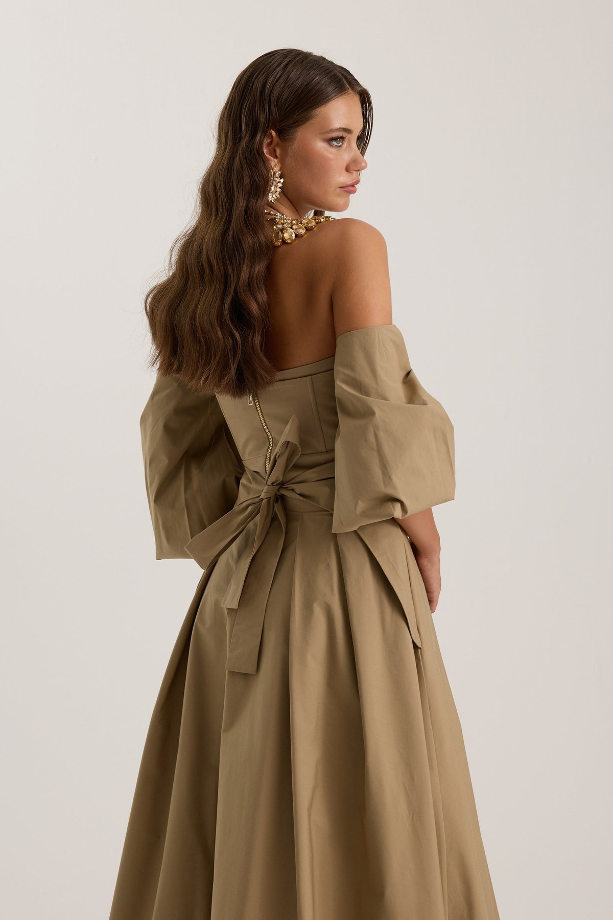 The Reform Iconic Maxi Dress Bronze Brown