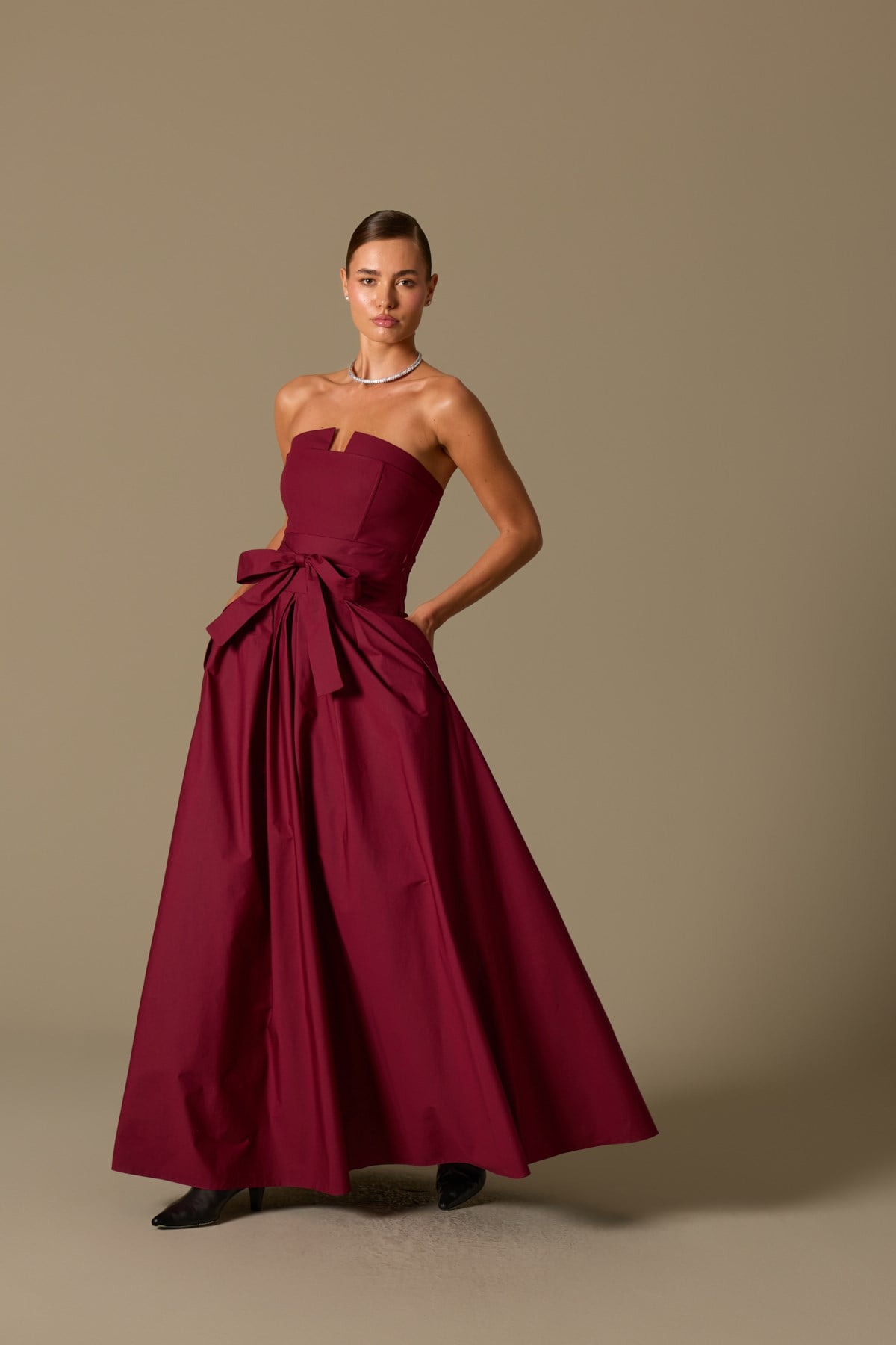 The Reform Iconic Maxi Dress Burgundy