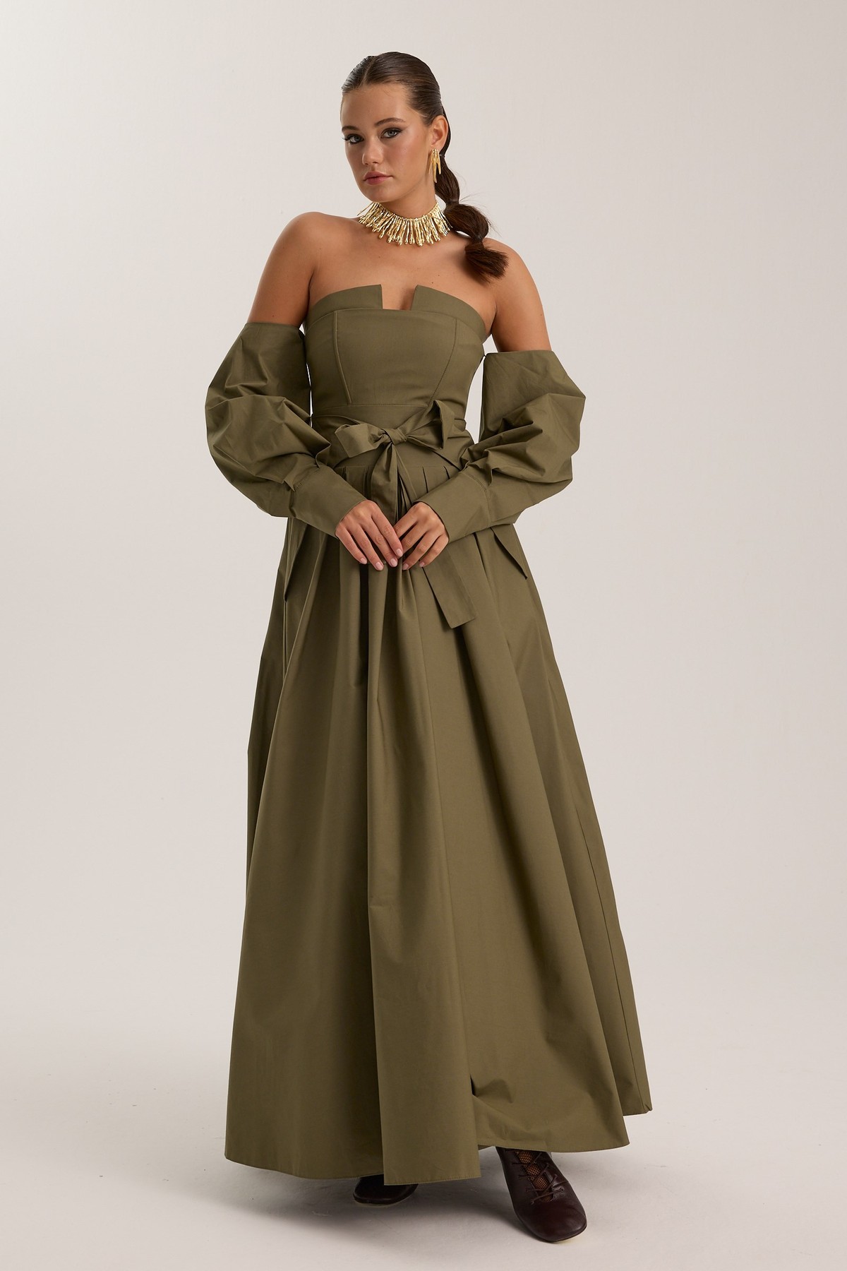The Reform Iconic Maxi Dress Khaki