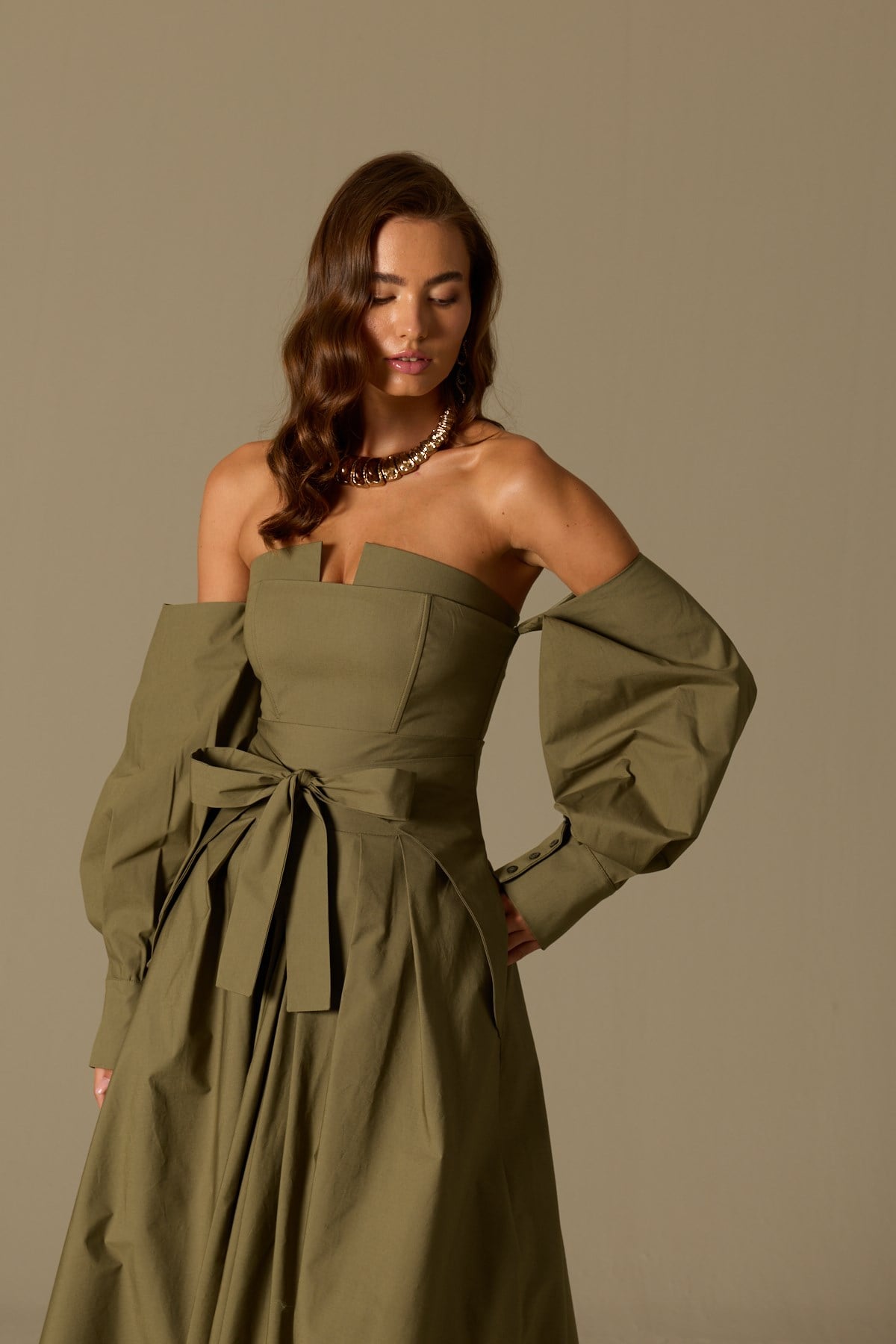 The Reform Iconic Maxi Dress Khaki