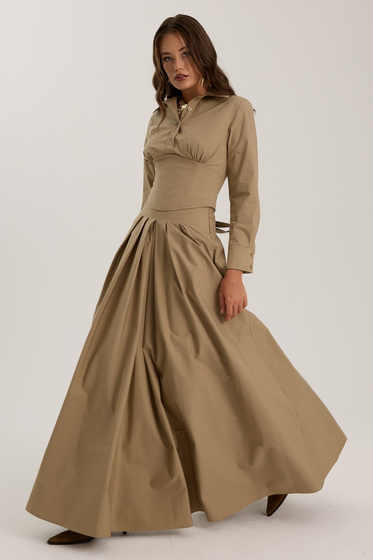 The Reform Maxi Skirt Bronze Brown