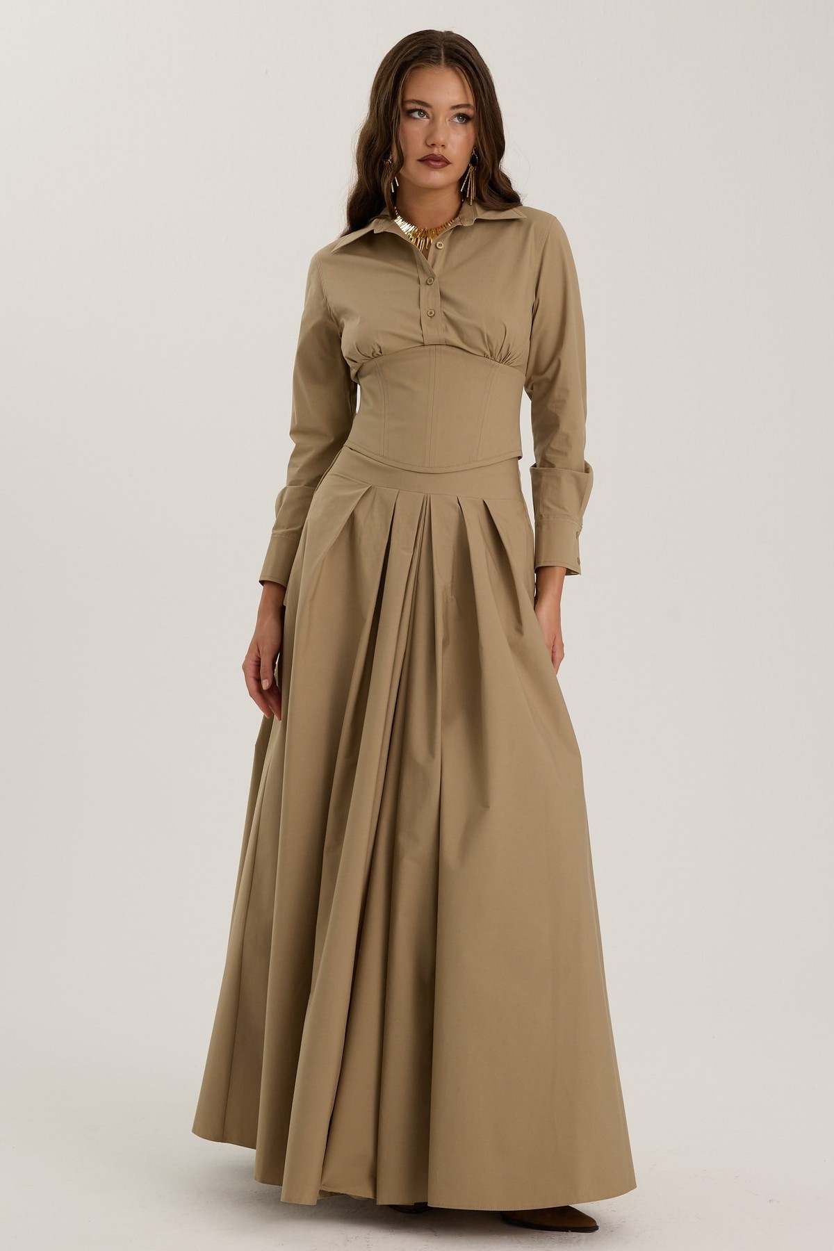 The Reform Maxi Skirt Bronze Brown