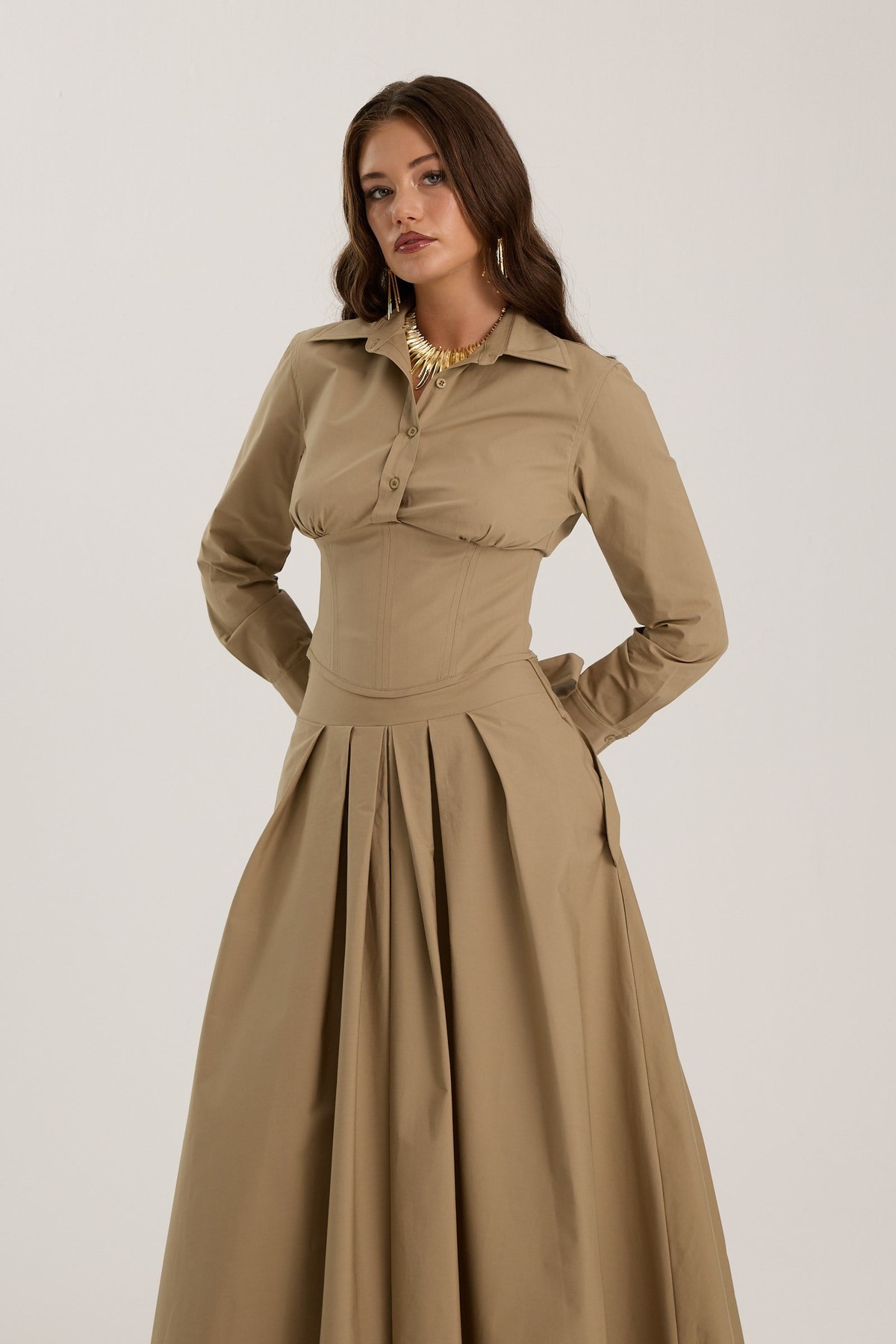The Reform Maxi Skirt Bronze Brown