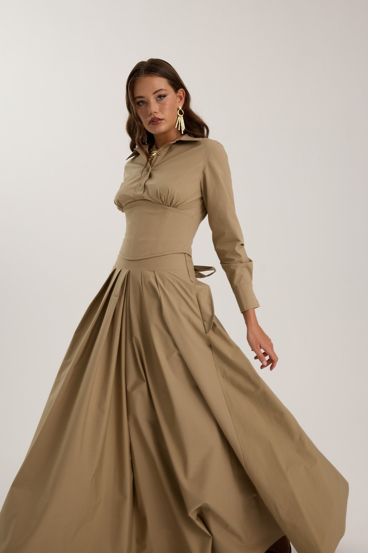 The Reform Maxi Skirt Bronze Brown
