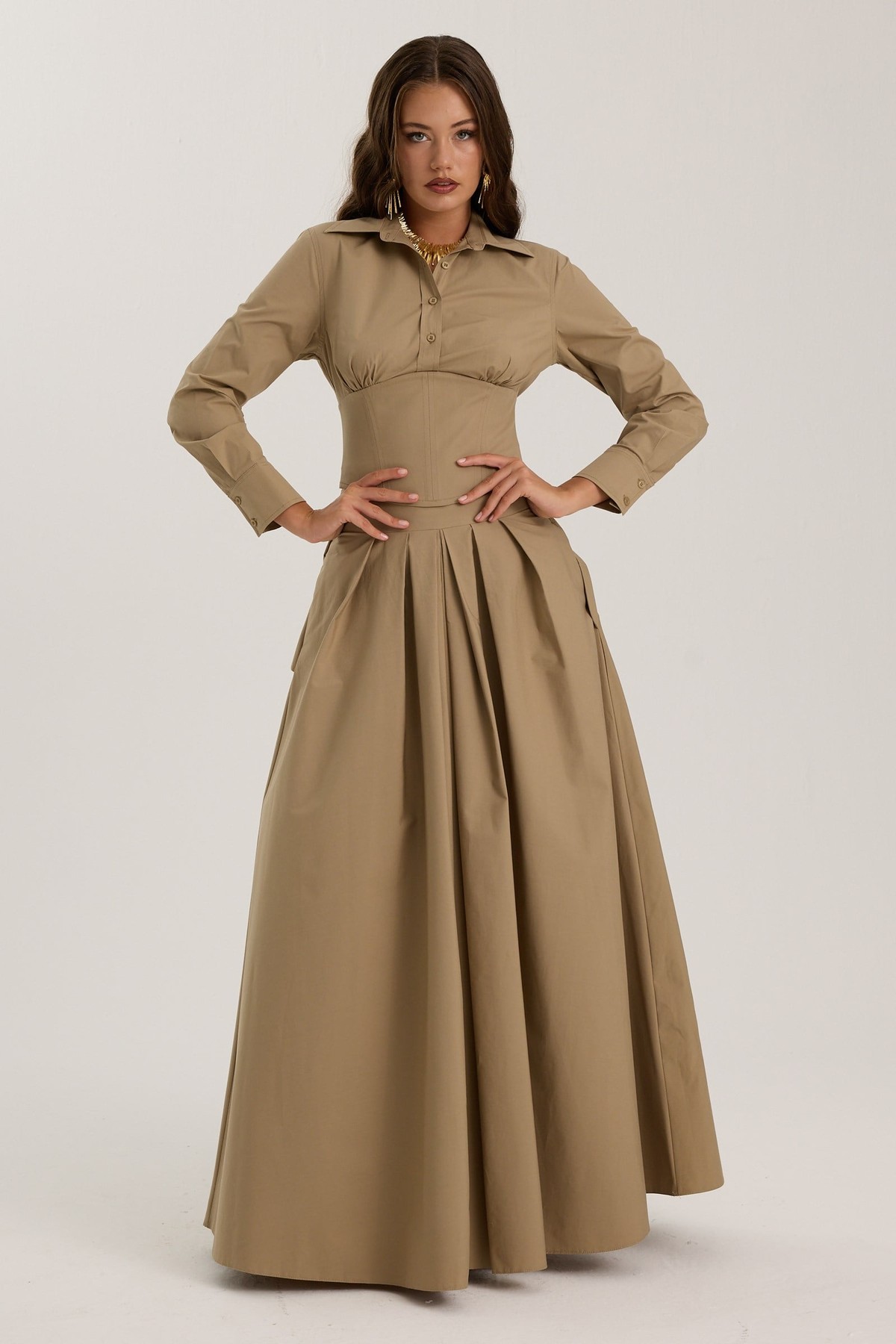 The Reform Maxi Skirt Bronze Brown