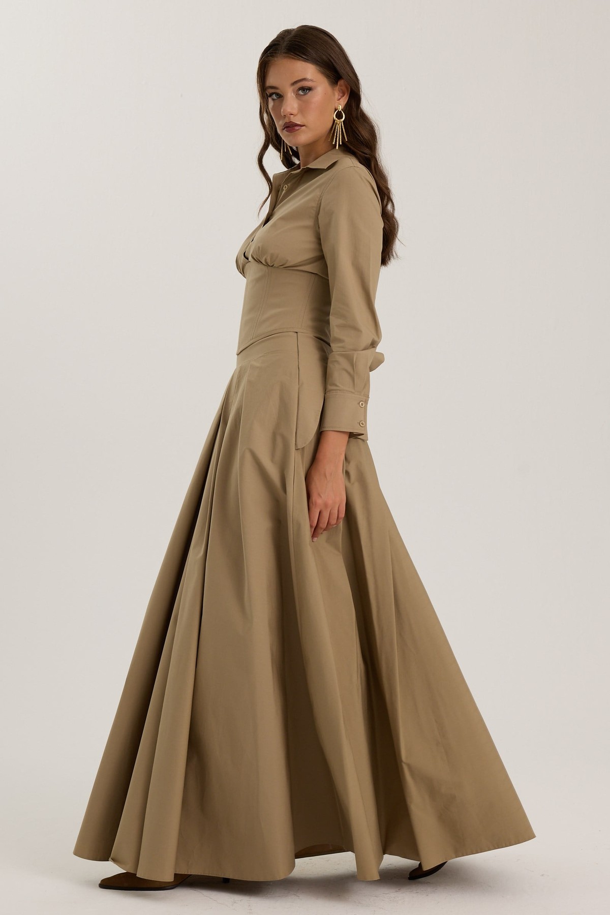 The Reform Maxi Skirt Bronze Brown