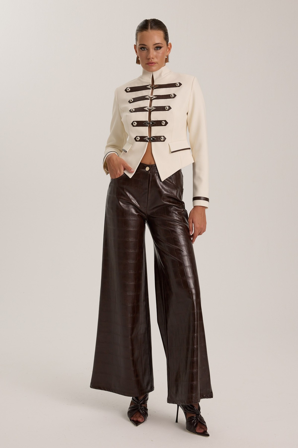 The Reign Croco Pant Brown