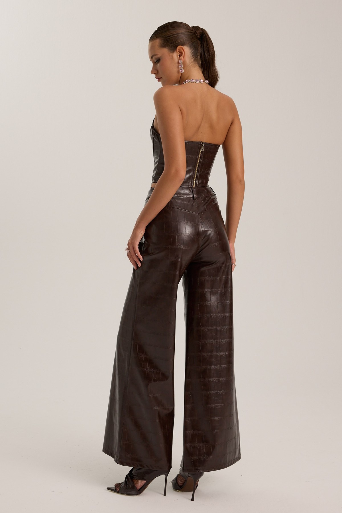 The Reign Croco Pant Brown