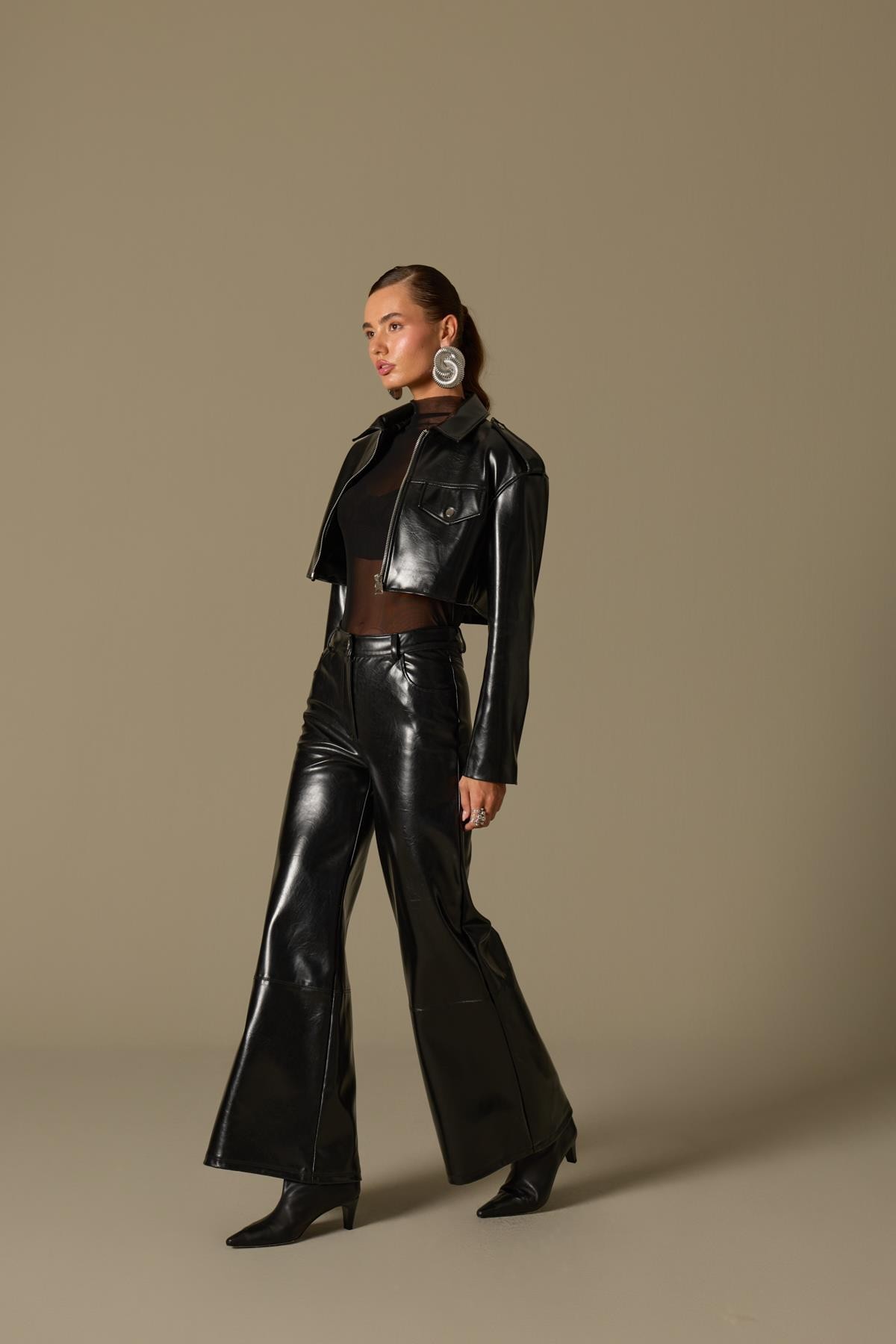 Timeless Chic Faux Leather Jacket Black