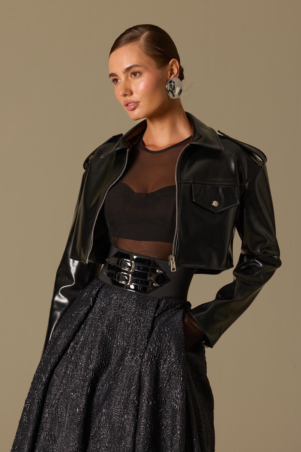 Timeless Chic Faux Leather Jacket Black