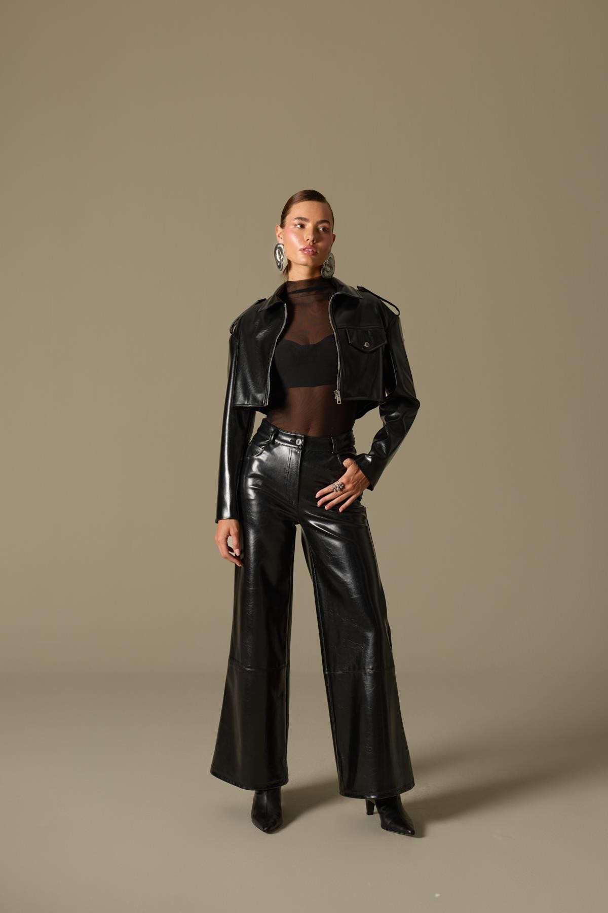 Timeless Chic Faux Leather Pants Black