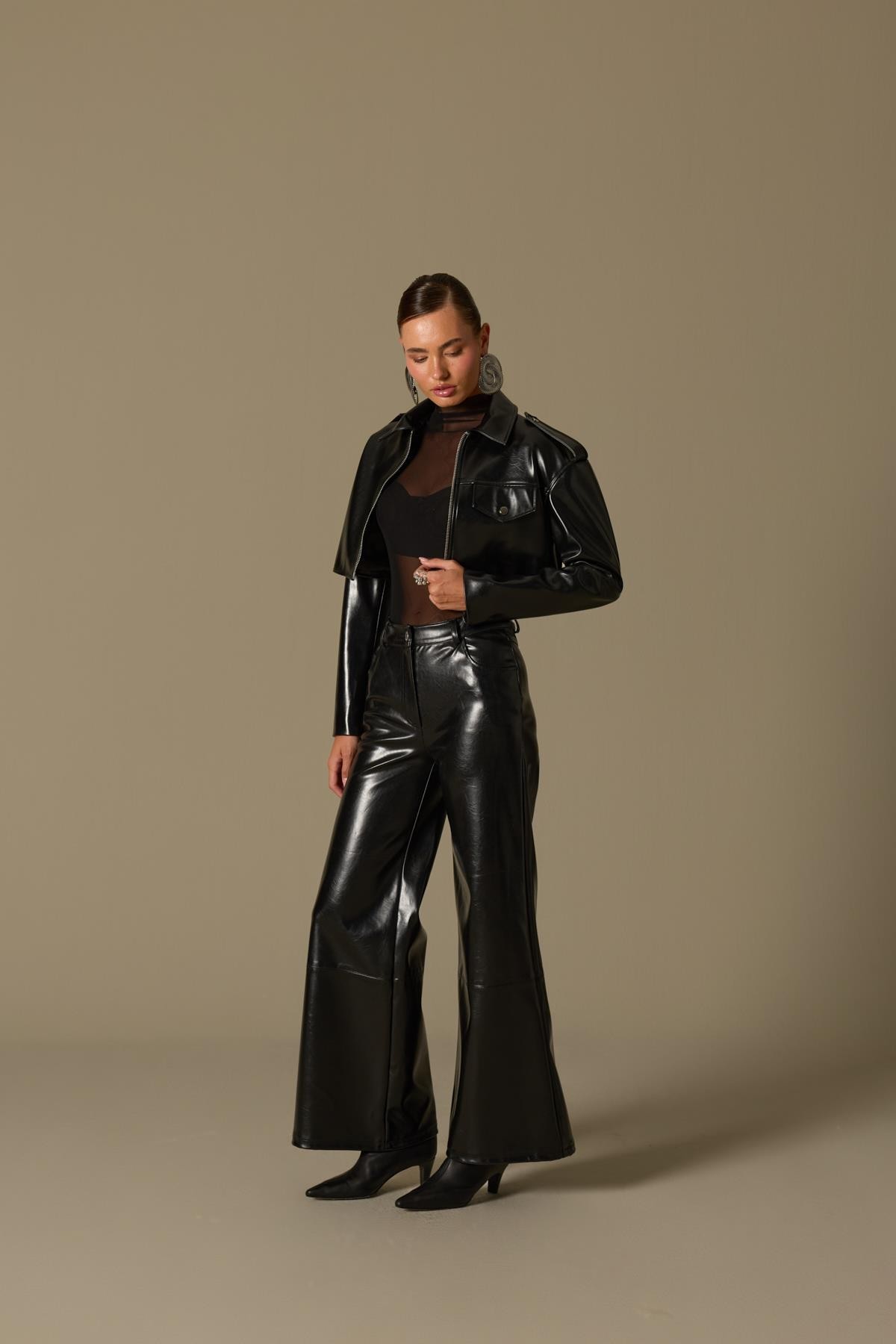 Timeless Chic Faux Leather Pants Black