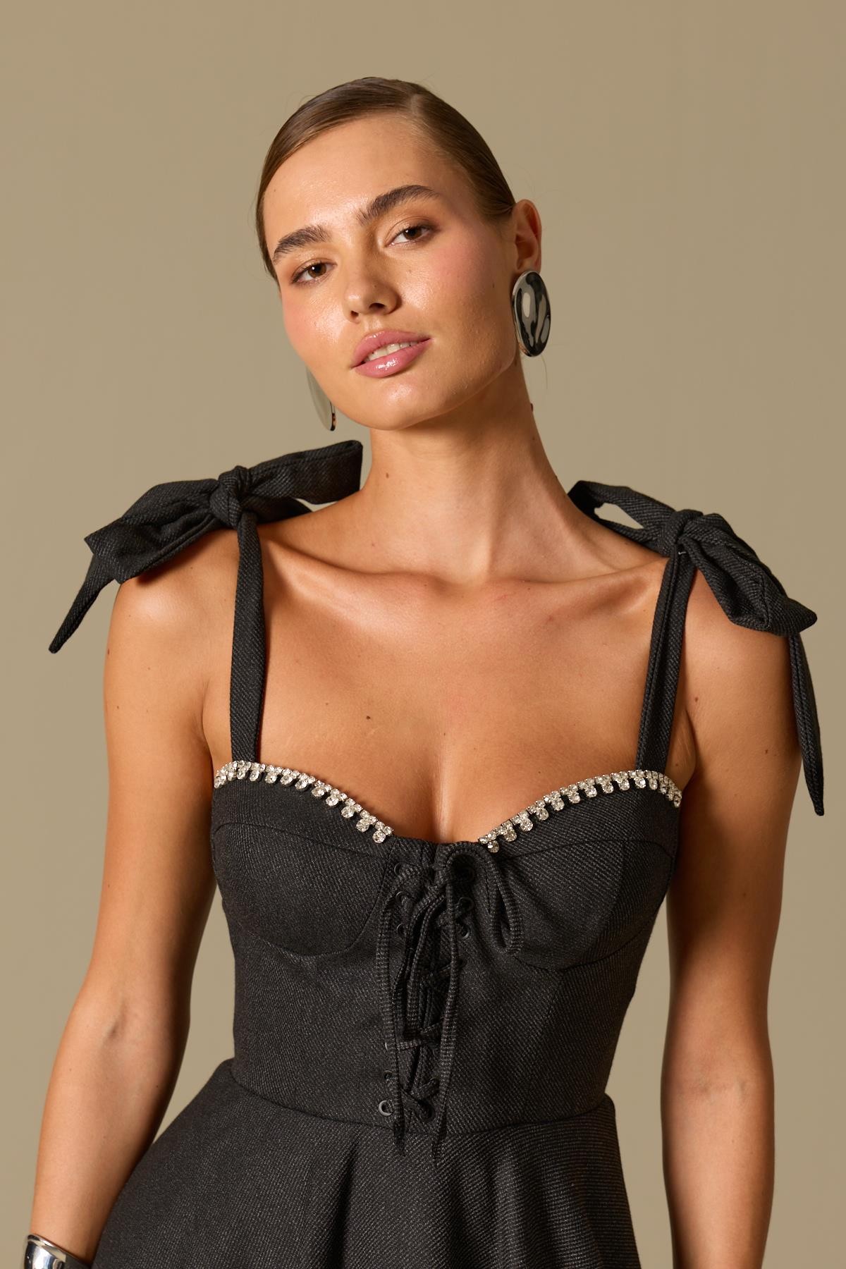 Timeless Grace Mini Elbise Black-Grey