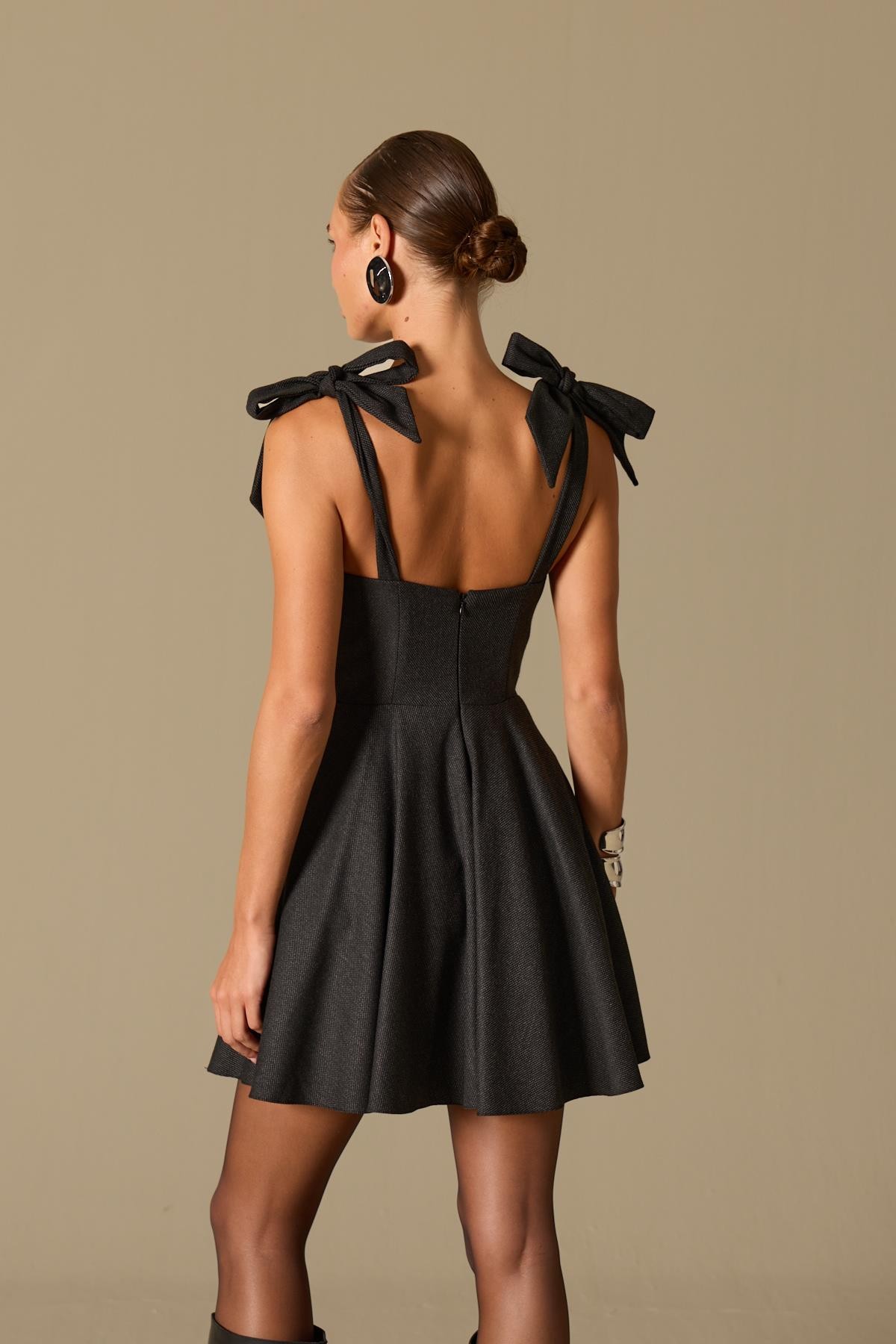 Timeless Grace Mini Elbise Black-Grey