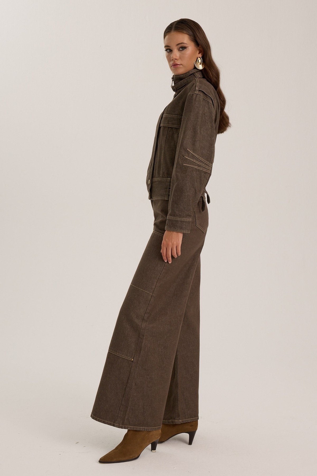 Urban Core Denim Jacket Brown