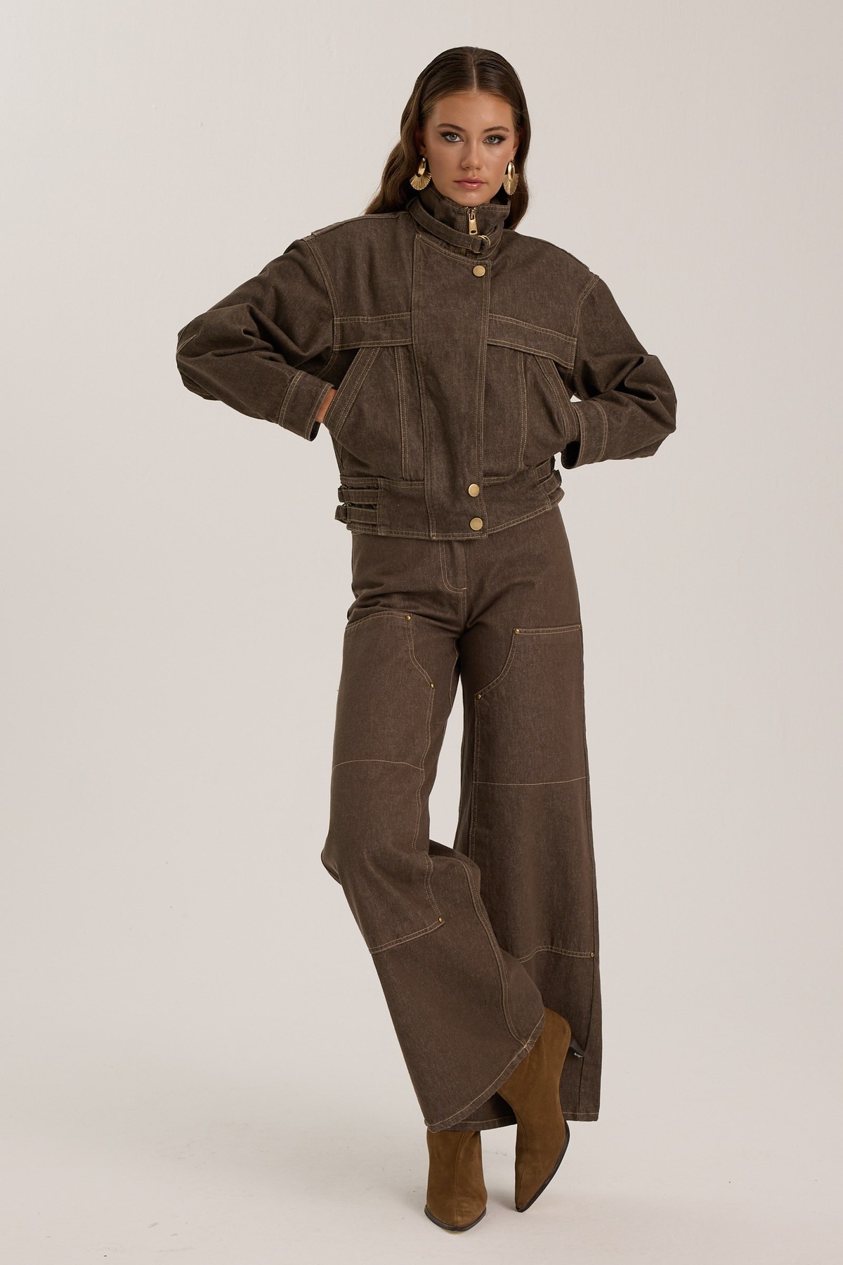 Urban Core Denim Jacket Brown