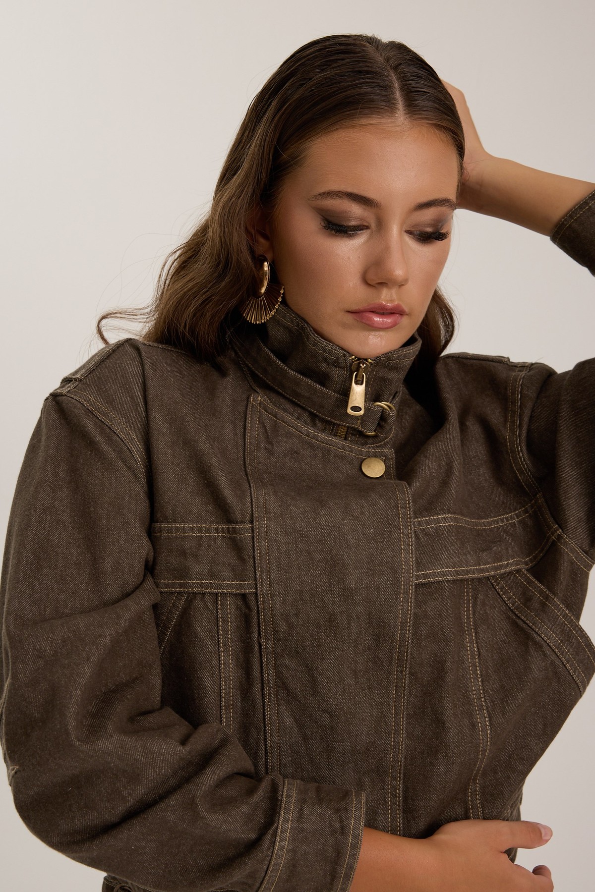 Urban Core Denim Jacket Brown