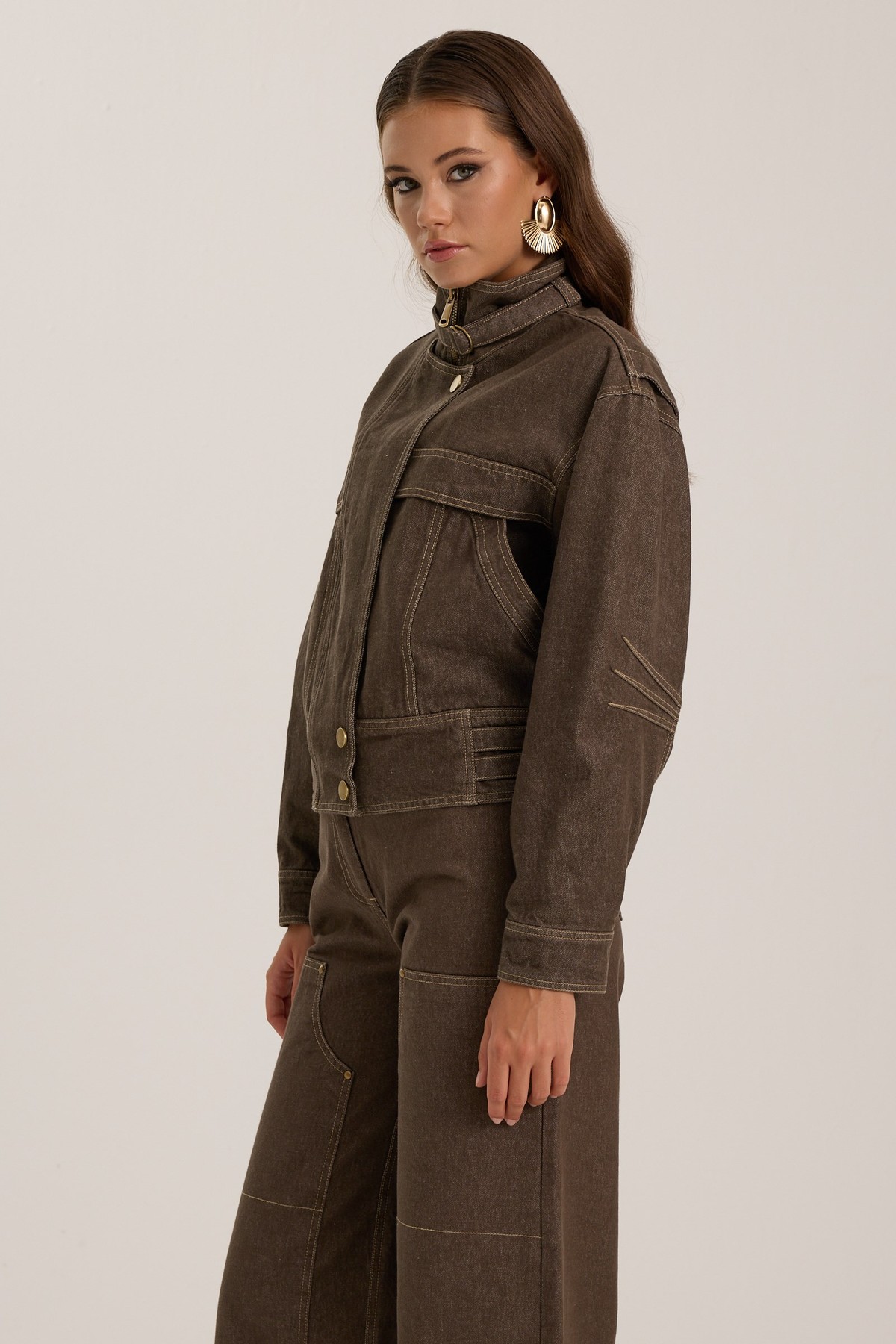 Urban Core Denim Jacket Brown