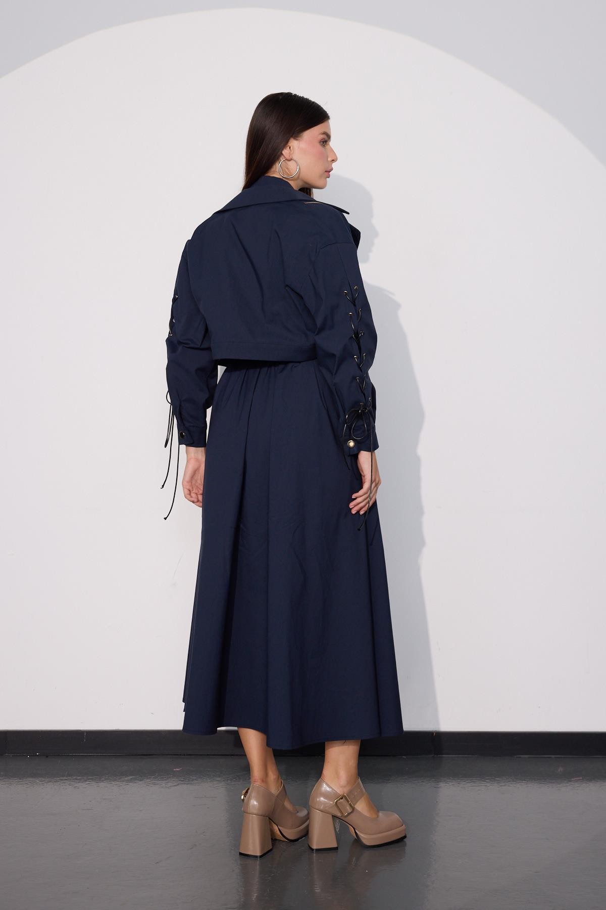 Urban Luxe Oversize Crop Ceket Lacivert