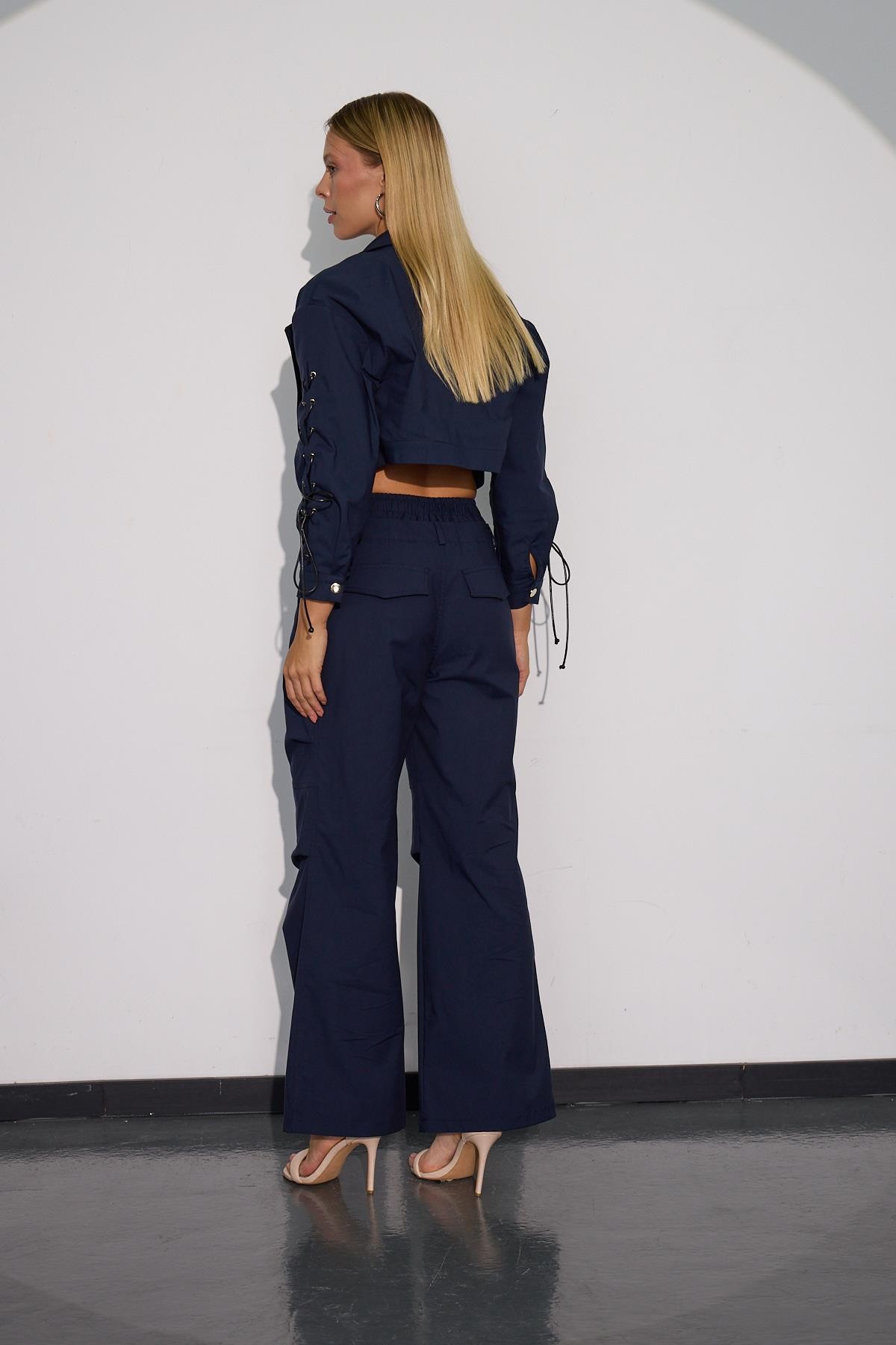 Urban Luxe Oversize Crop Ceket Lacivert