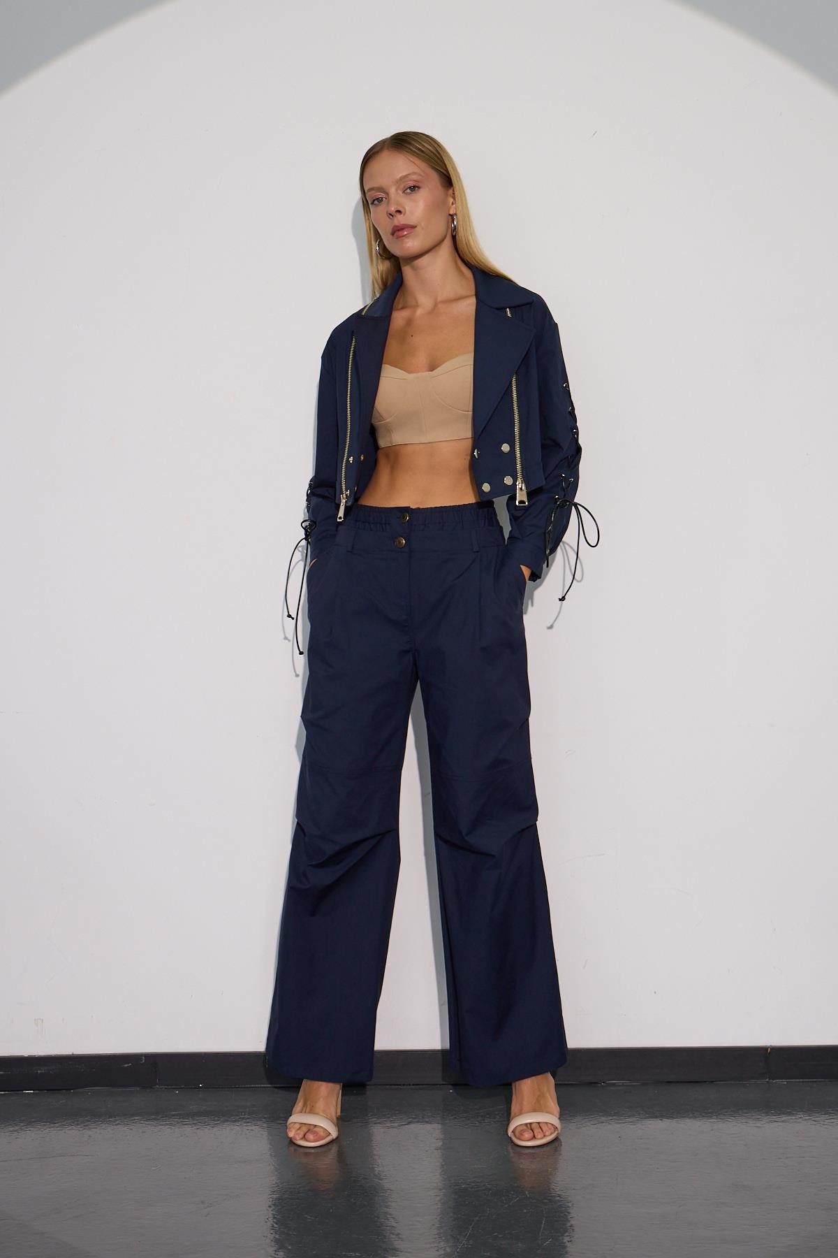 Urban Luxe Oversize Crop Ceket Lacivert