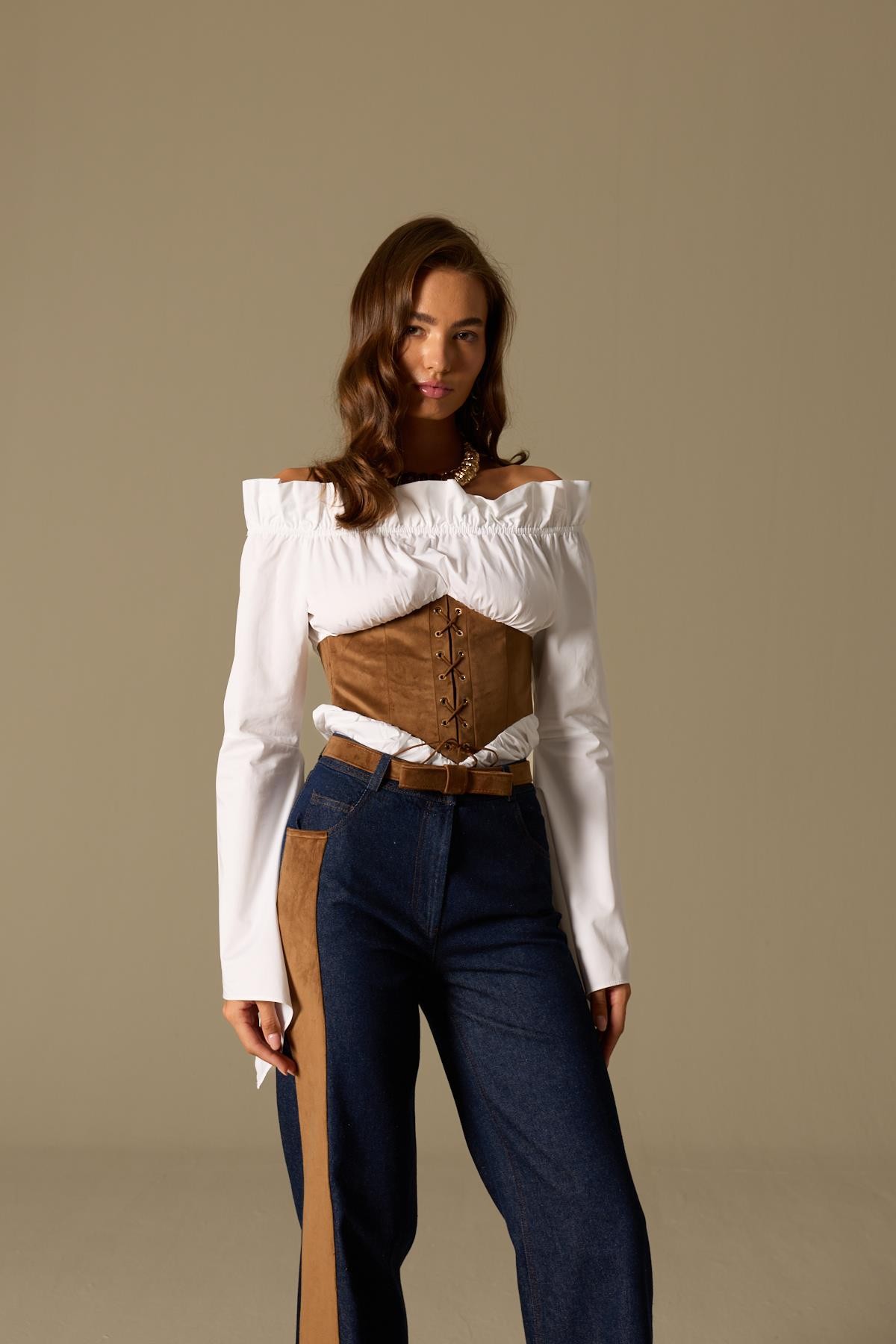 Velvet Roads Denim Pants Denim-Tan