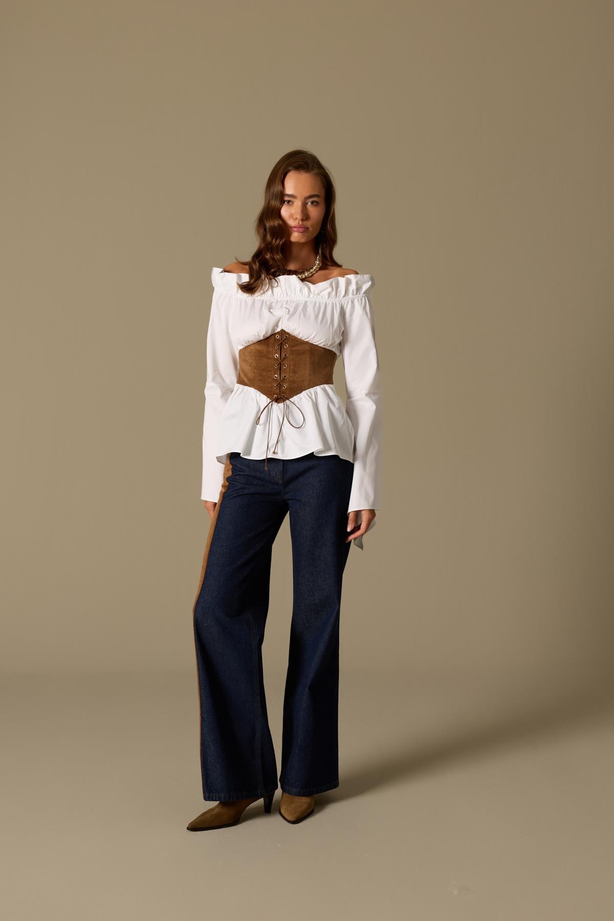 Velvet Roads Denim Pants Denim-Tan