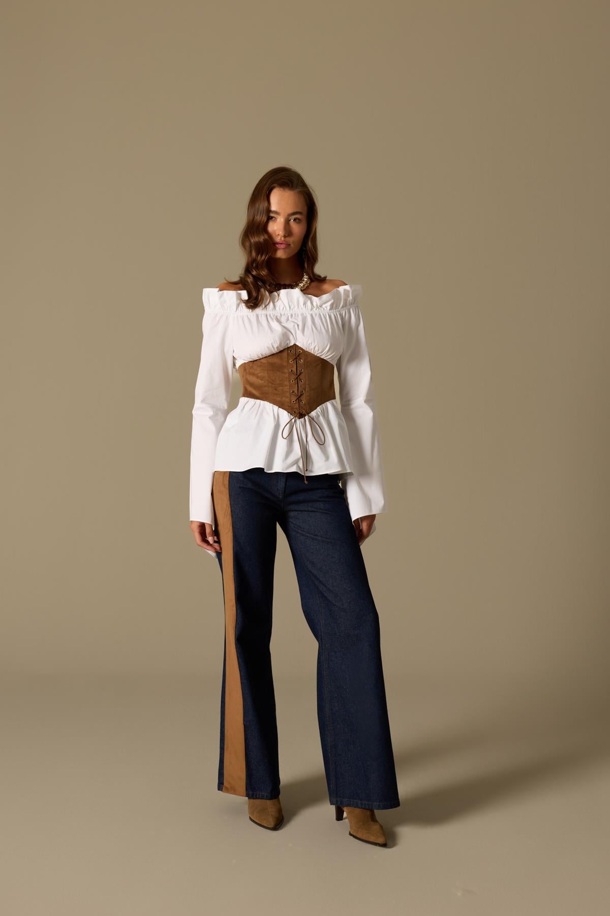 Velvet Roads Denim Pants Denim-Tan