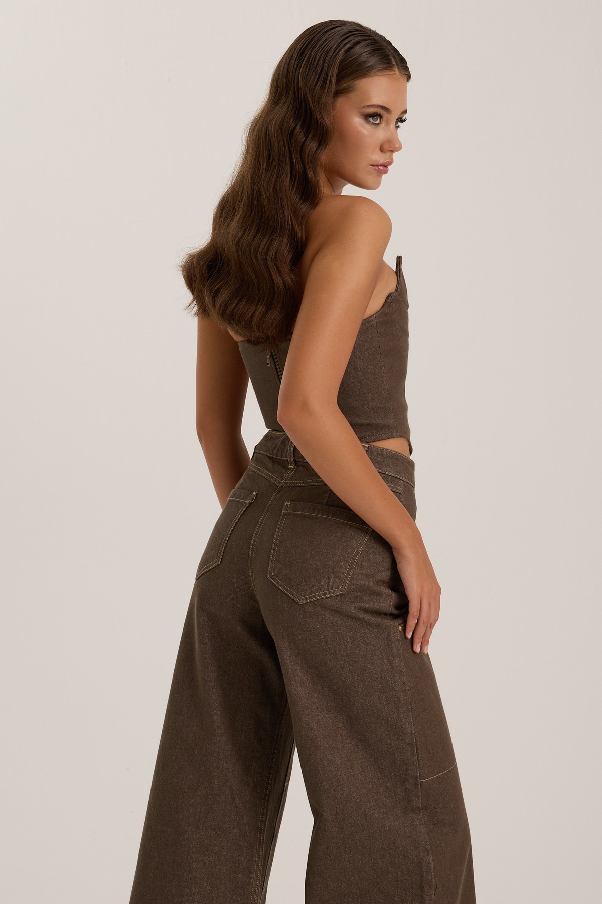 Western Chic Denim Pants DARK GREEN