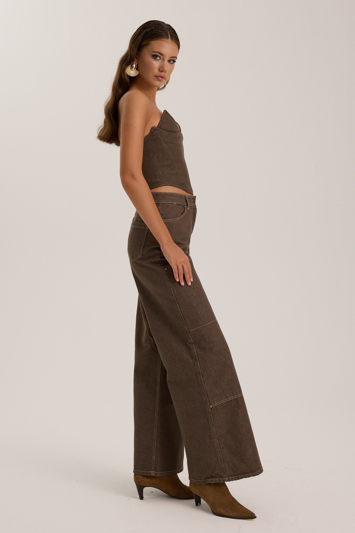 Western Chic Denim Pants DARK GREEN
