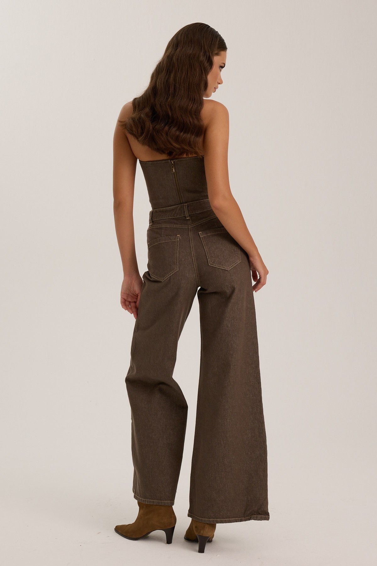 Western Chic Denim Pants DARK GREEN