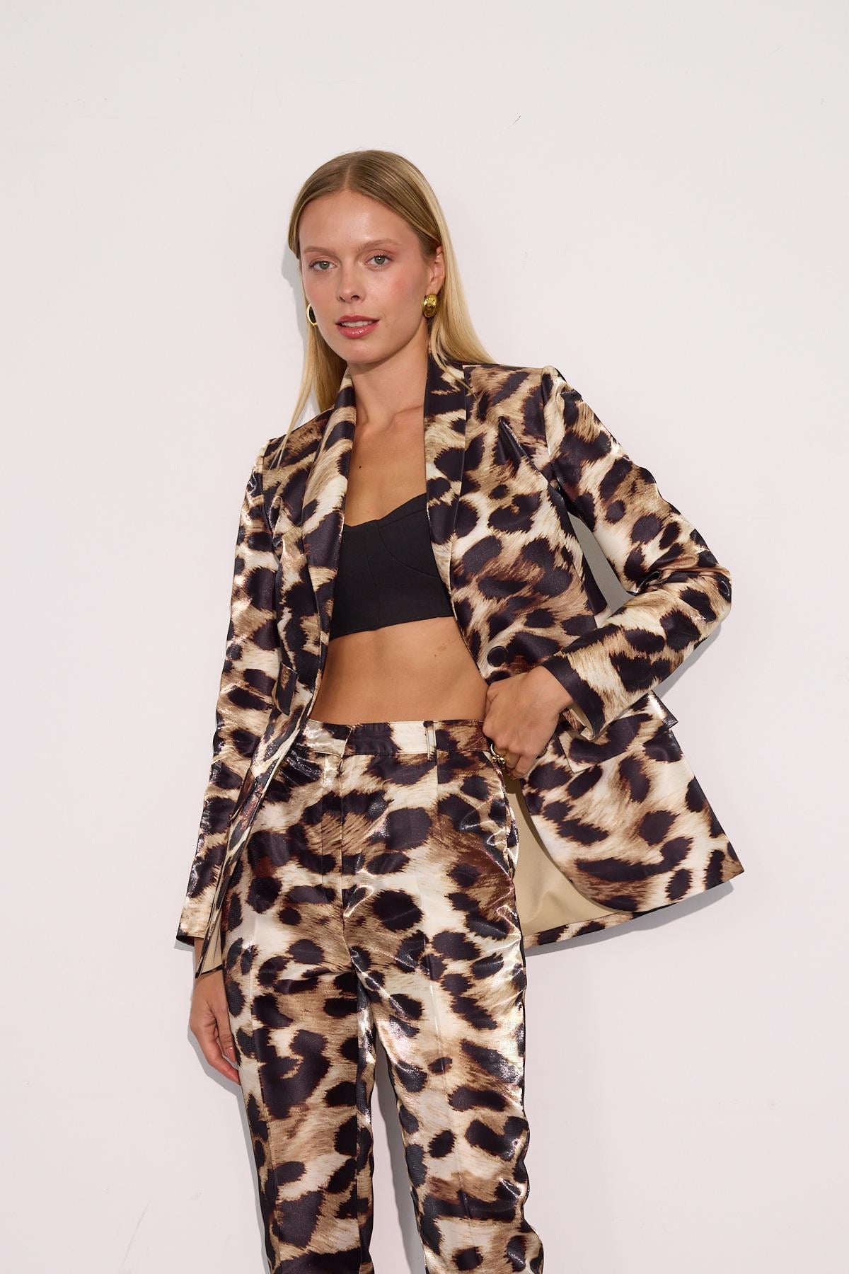 Wild Shine Blazer Ceket Leopar