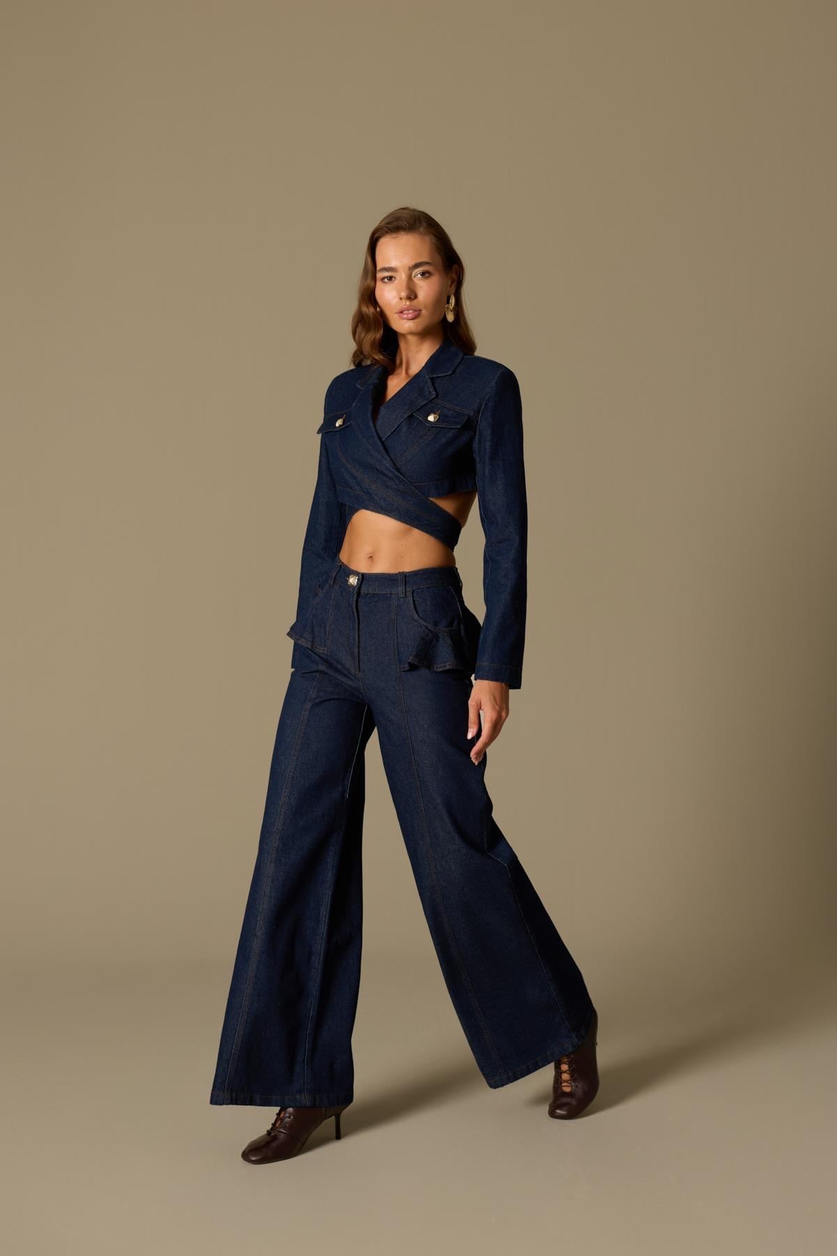 Wrap Denim Jacket Dark Blue