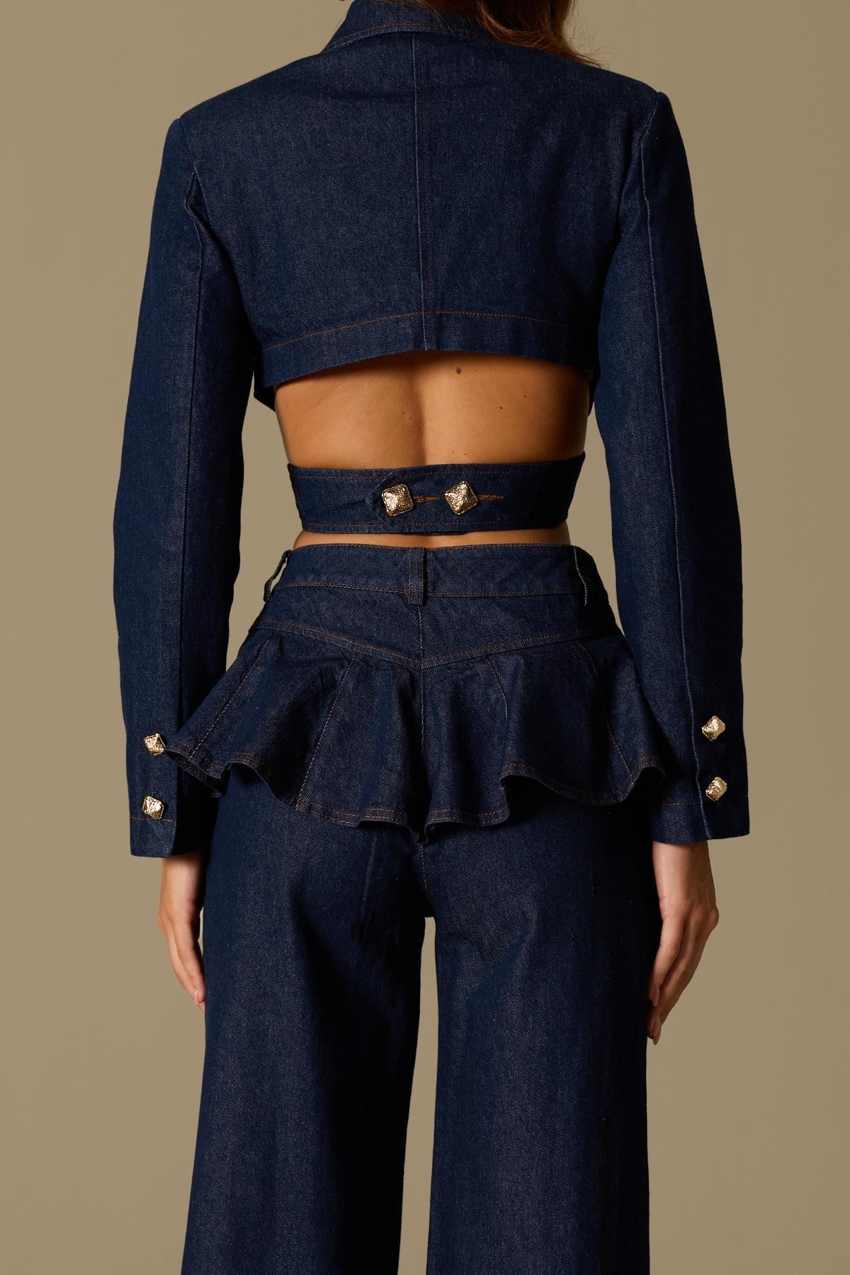 Wrap Denim Jacket Dark Blue