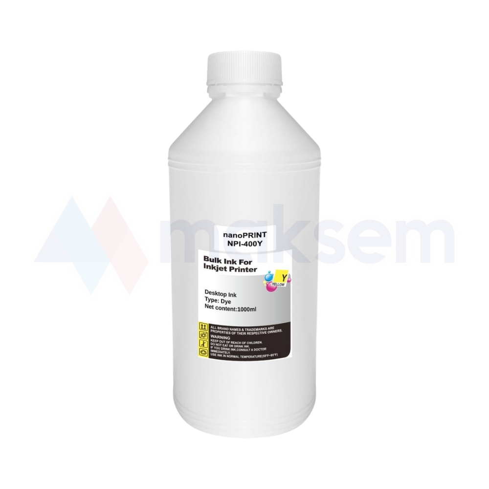 Sarı Mürekkep Dye (Ink) 1000ml GT52Y 3YP61AE NPI-400Y, HP Ink Tank Wireless 410 411 412 415 416