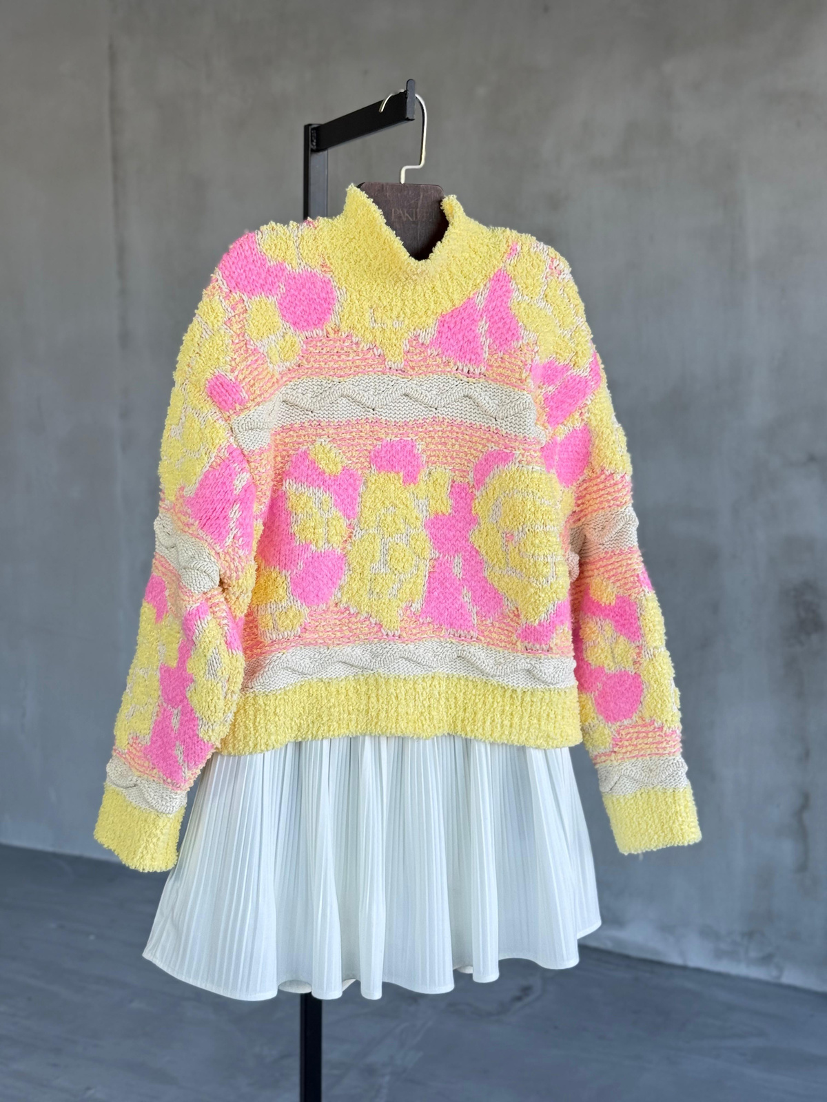  Pastel Kabartma Dokulu Angora Kazak (Renkli)