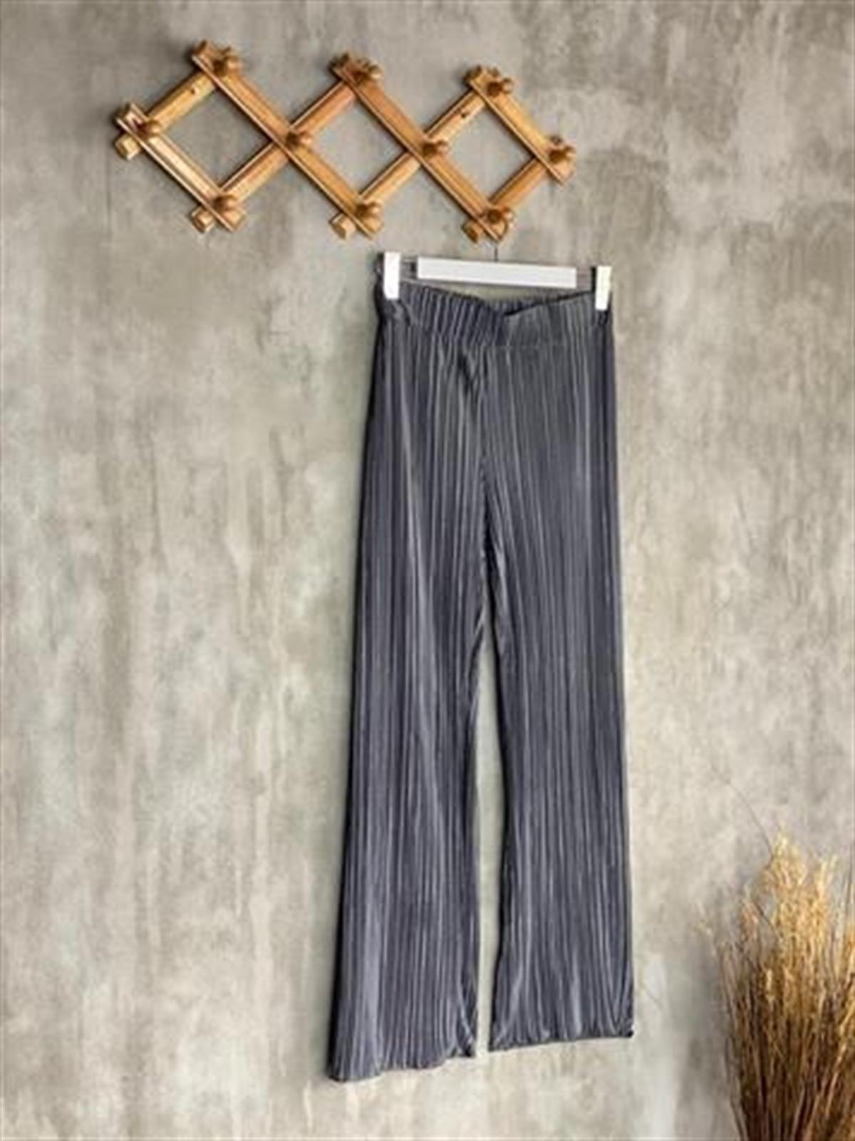 Akordiyon Kumaş Kadın Pantolon (Antrasit)