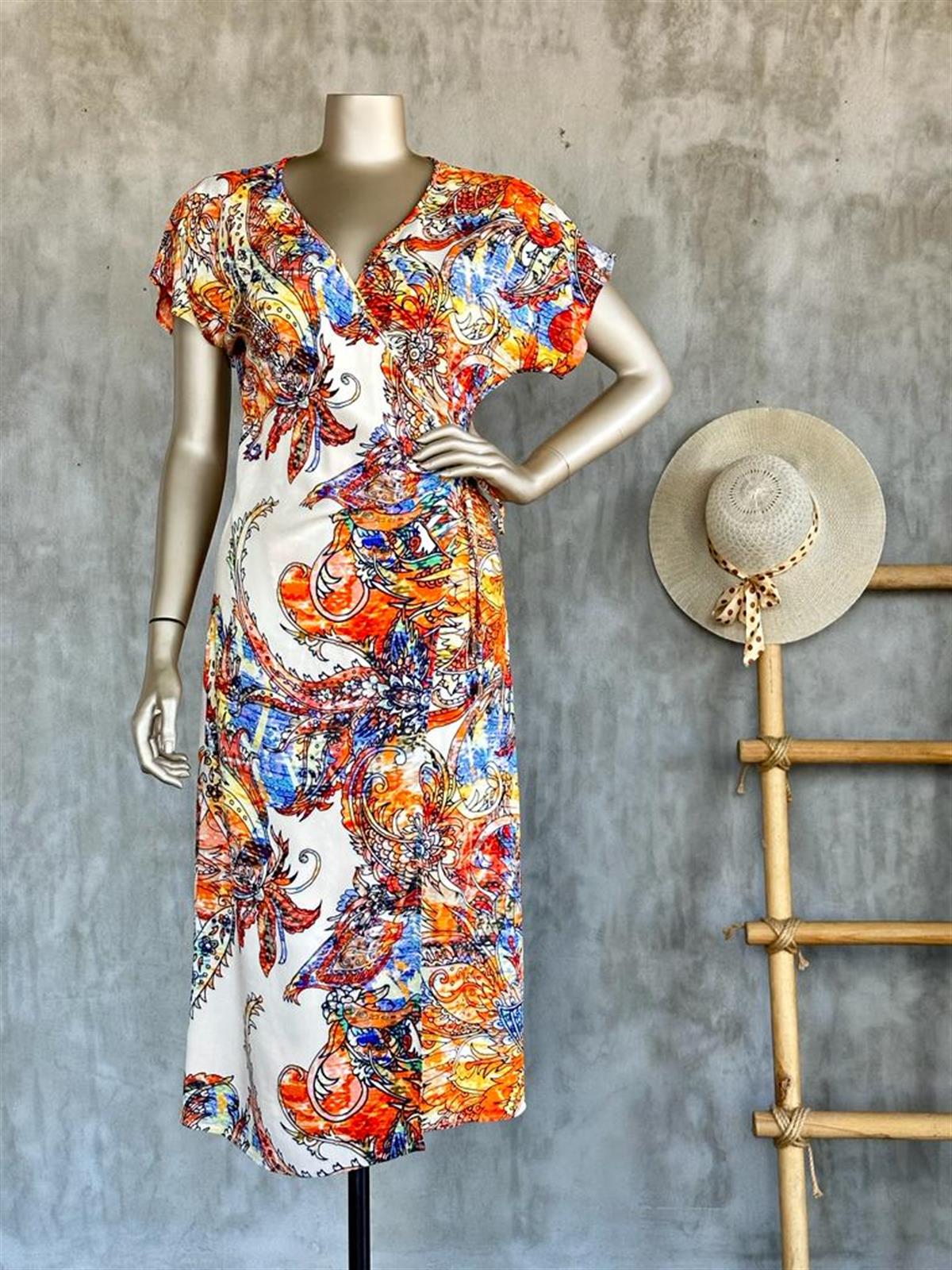 Ambolog Model Kruvaze Yaka Elbise (Karışık Renk) 