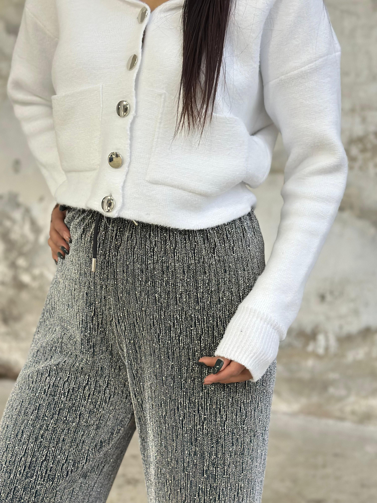 Angora Gold Düğmeli Kapüşonlu Hırka (Beyaz)