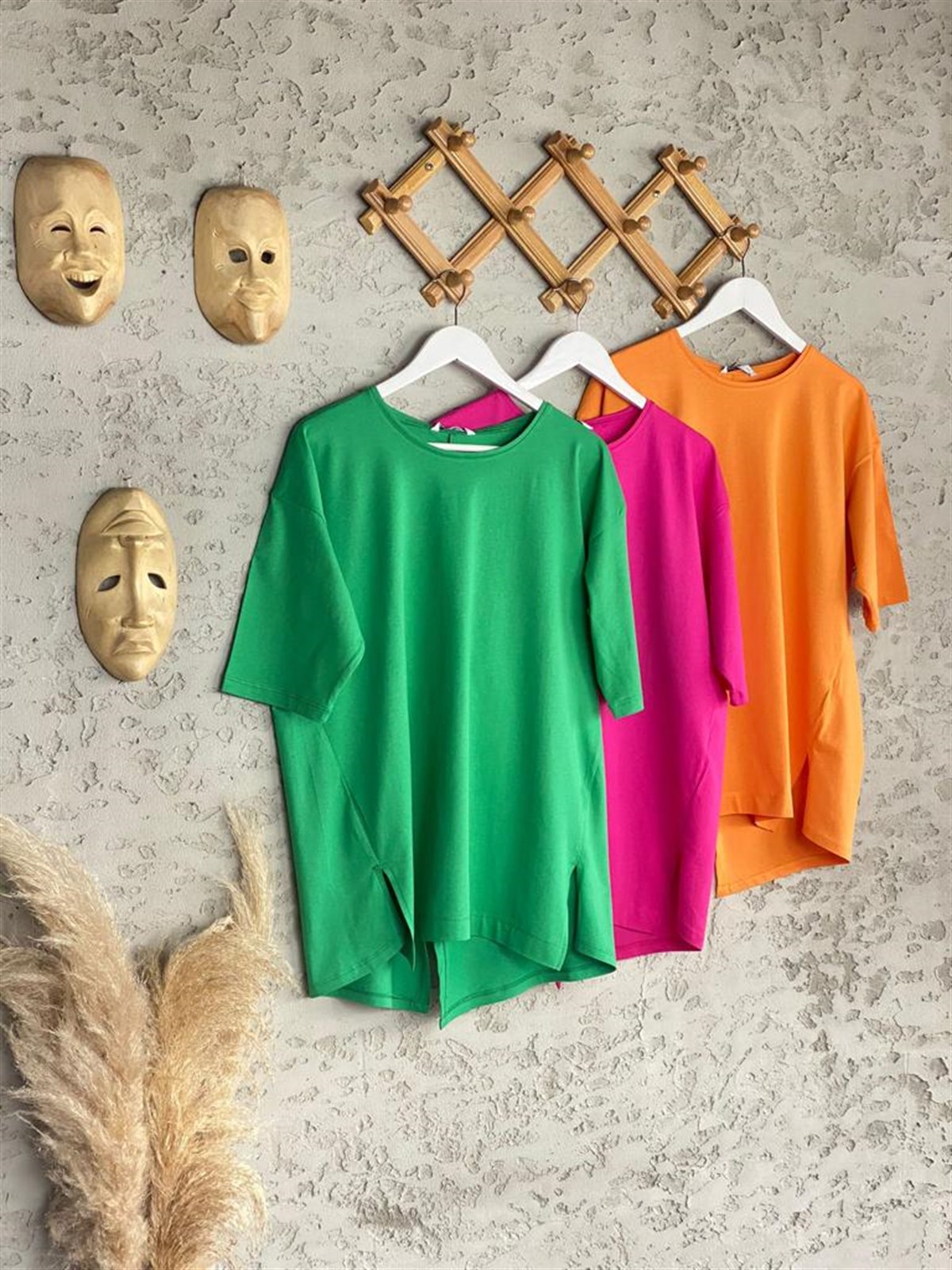 Arkası Yırtmaçlı Tunik Salaş Tshirt (Oranj)
