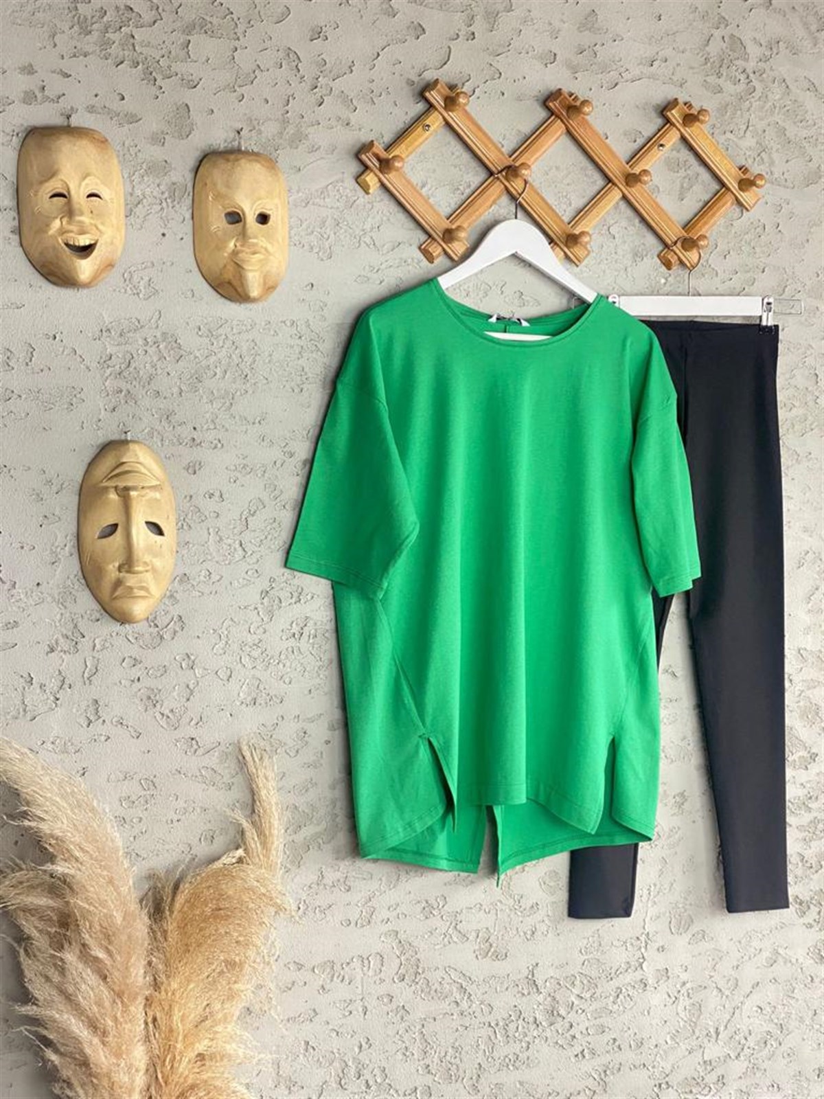 Arkası Yırtmaçlı Tunik Salaş Tshirt (Oranj)